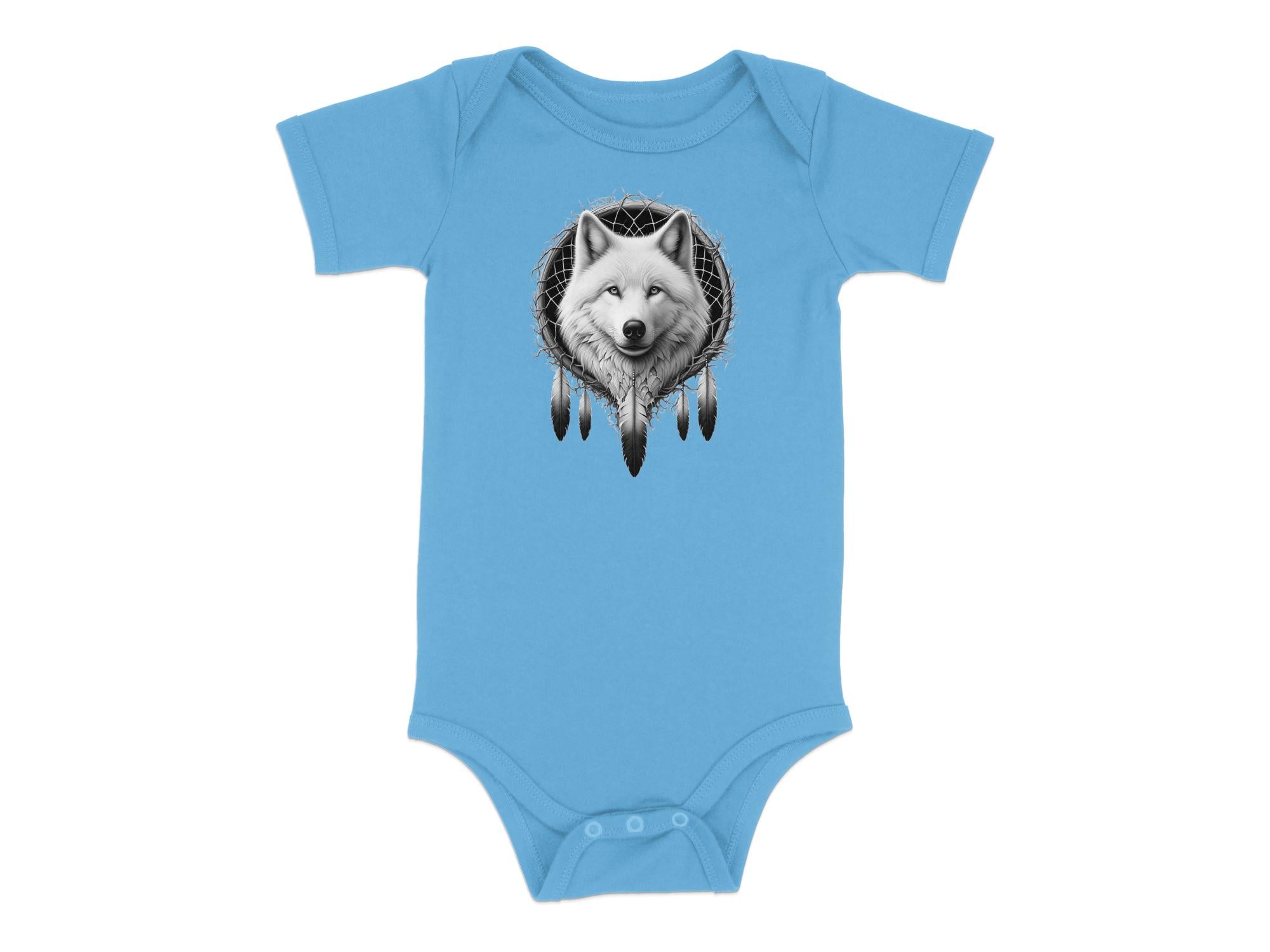 Dreamcatcher Wolf - Coloured Toddler Bodysuit Realistic Native American Talisman Unisex Mythology Tee Graphic Design