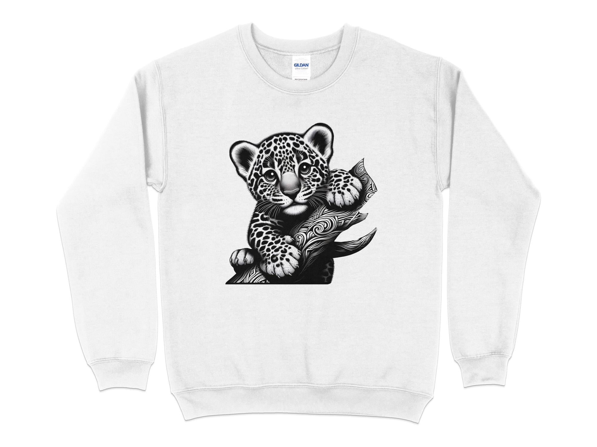 Leopard Bonsai - Coloured Gildan Sweatshirt Realistic Animal Talisman Unisex Cute Tee Graphic Design