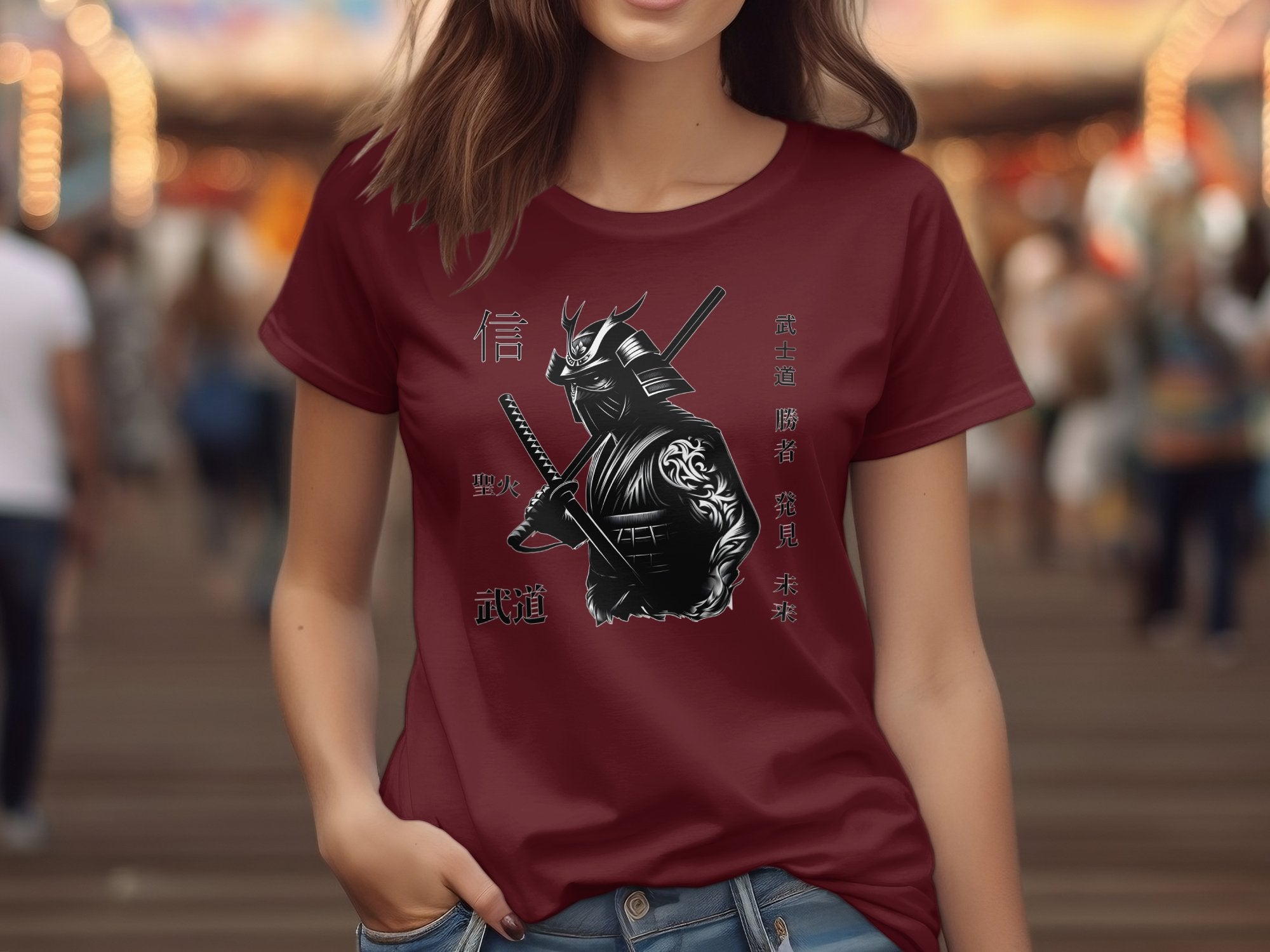 Samurai Ninja - Coloured Gildan T-Shirt Japanese Talisman Unisex Cultural Symbolic Graphic Design