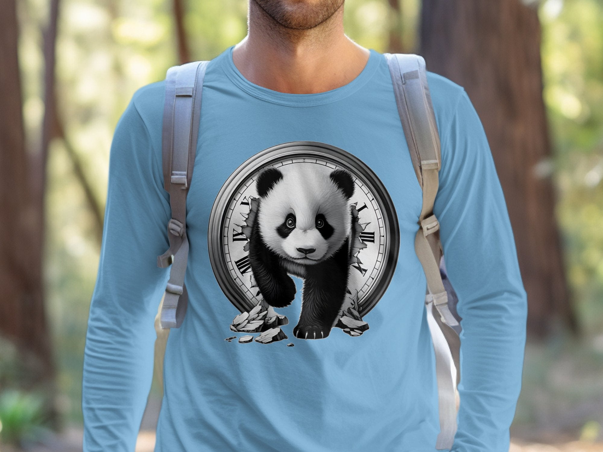 Panda - Coloured Gildan Long Sleeve Realistic Animal Talisman Unisex Cute Tee Graphic Design