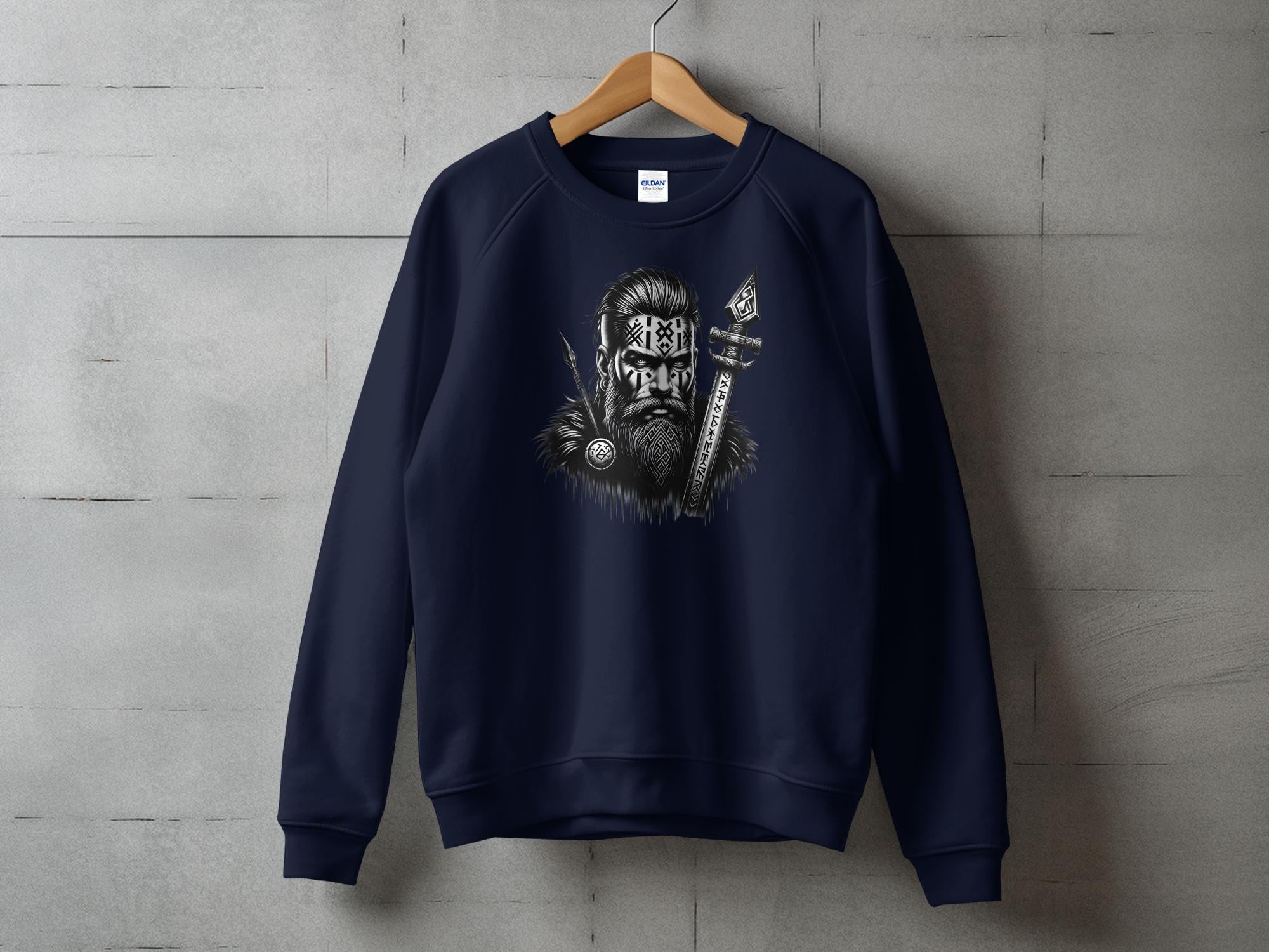 Viking Stoic - Coloured Gildan Sweatshirt Realistic Norse Talisman Men Women Unisex Valhalla Tee Graphic Design