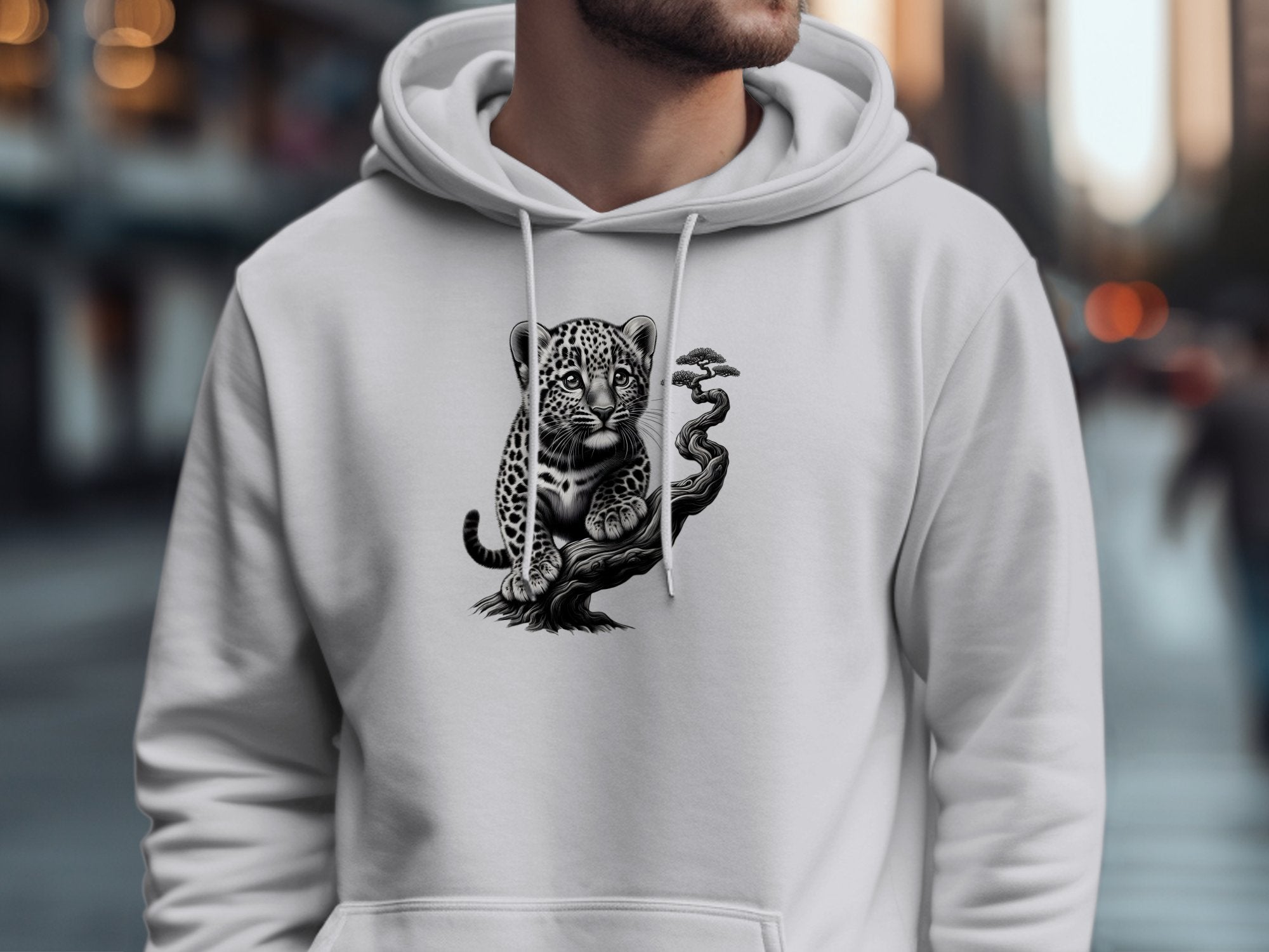 Leopard Bonsai - Coloured Gildan Hoodie Realistic Animal Talisman Unisex Cute Tee Graphic Design