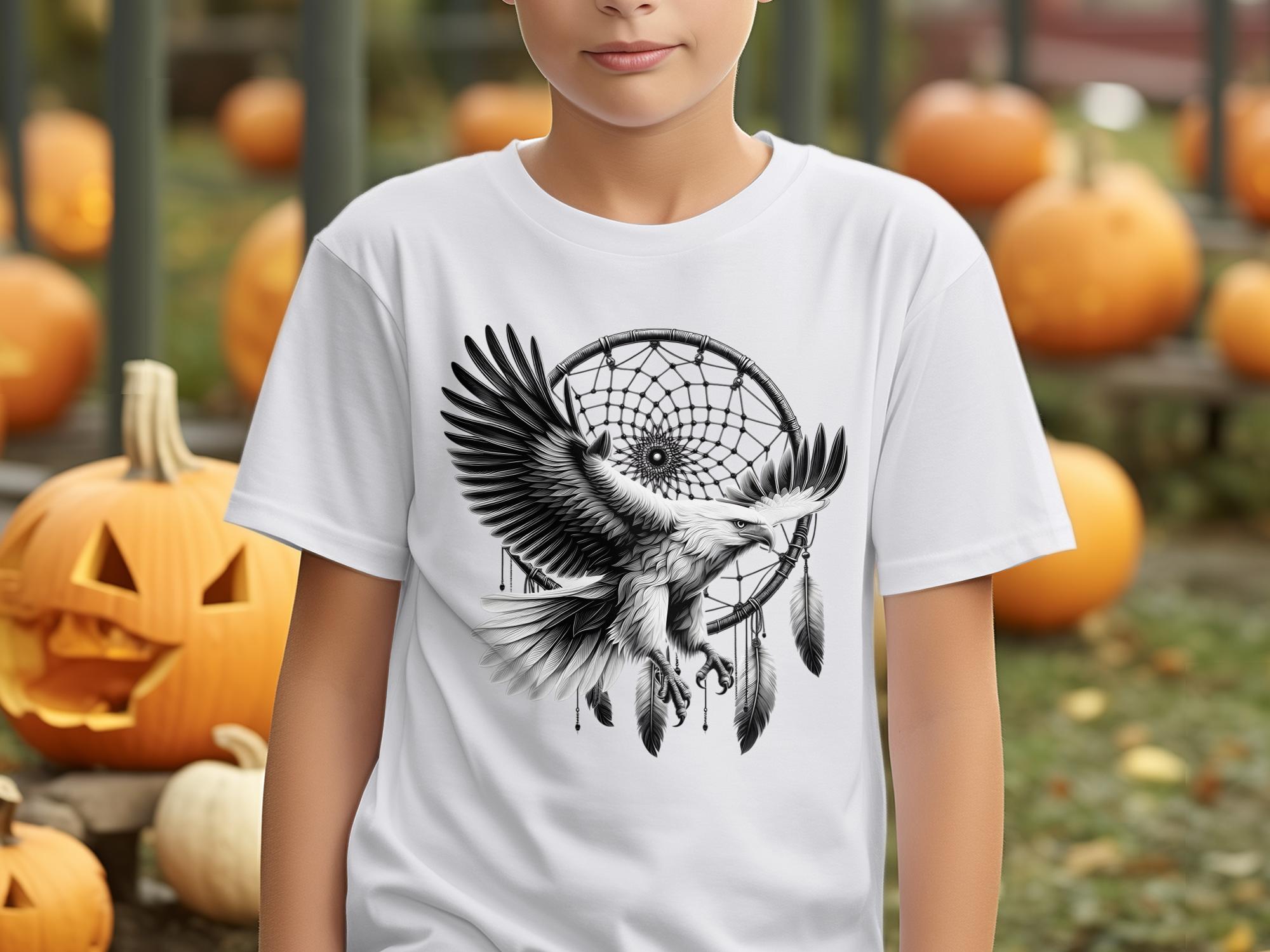 Dreamcatcher Eagle - Coloured Gildan Kids T-Shirt Realistic Native American Talisman Unisex Mythology Tee Graphic Design