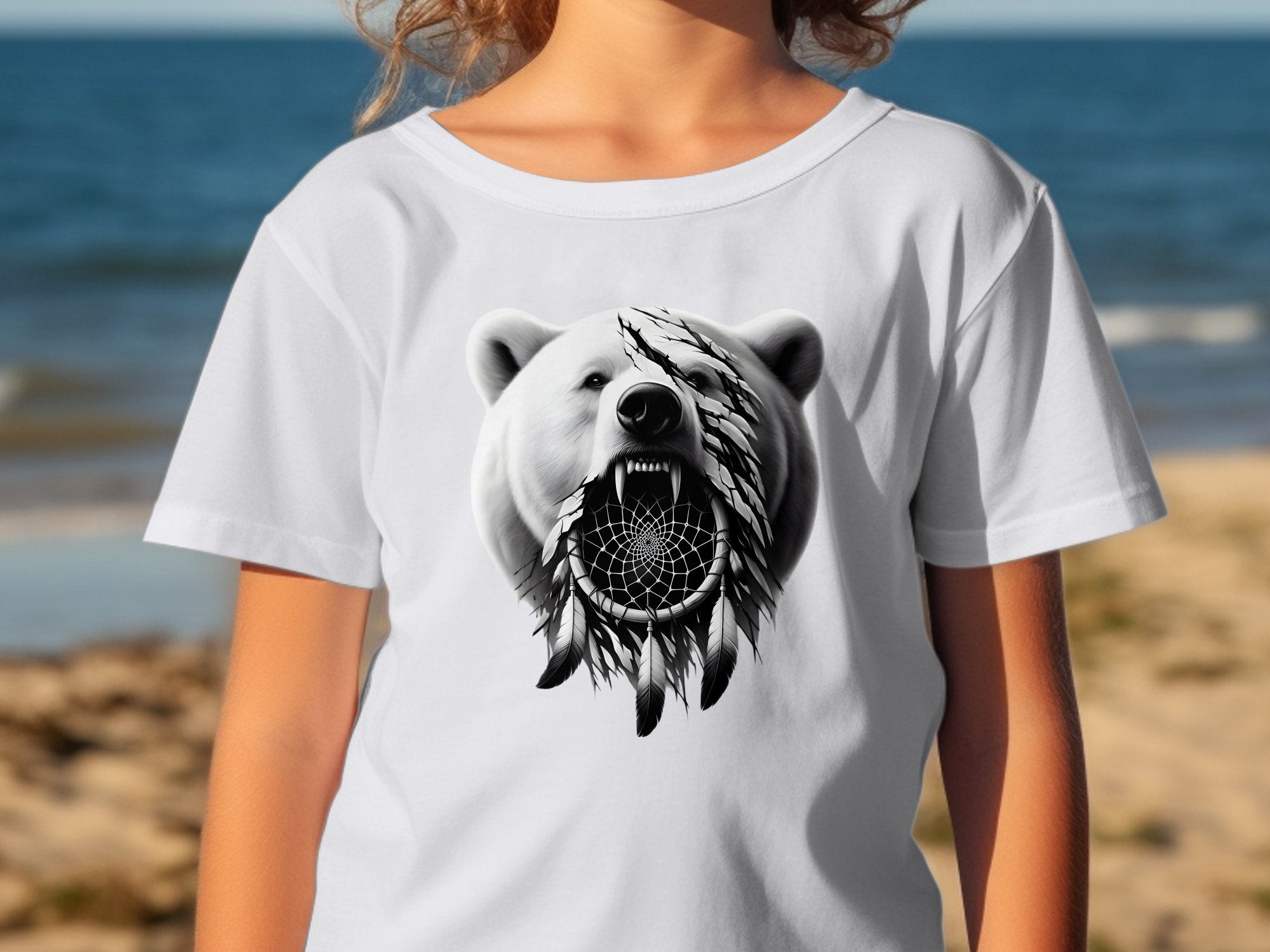 Dreamcatcher Bear - Coloured Gildan Kids T Shirt Realistic Native American Talisman Unisex Mythology Tee Graphic Design