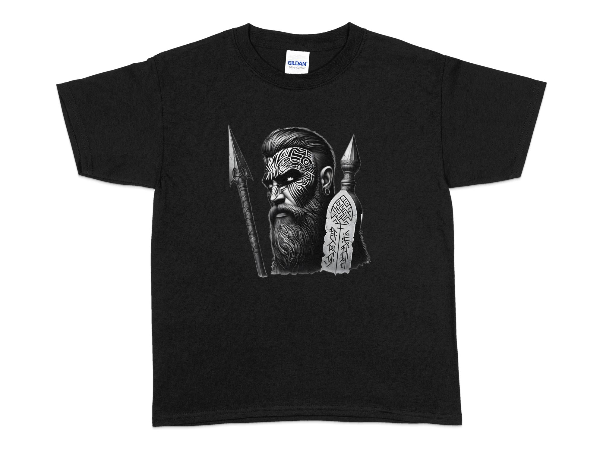 Viking Tenacity - Coloured Gildan Kids T-Shirt Realistic Norse Talisman Unisex Valhalla Tee Graphic Design