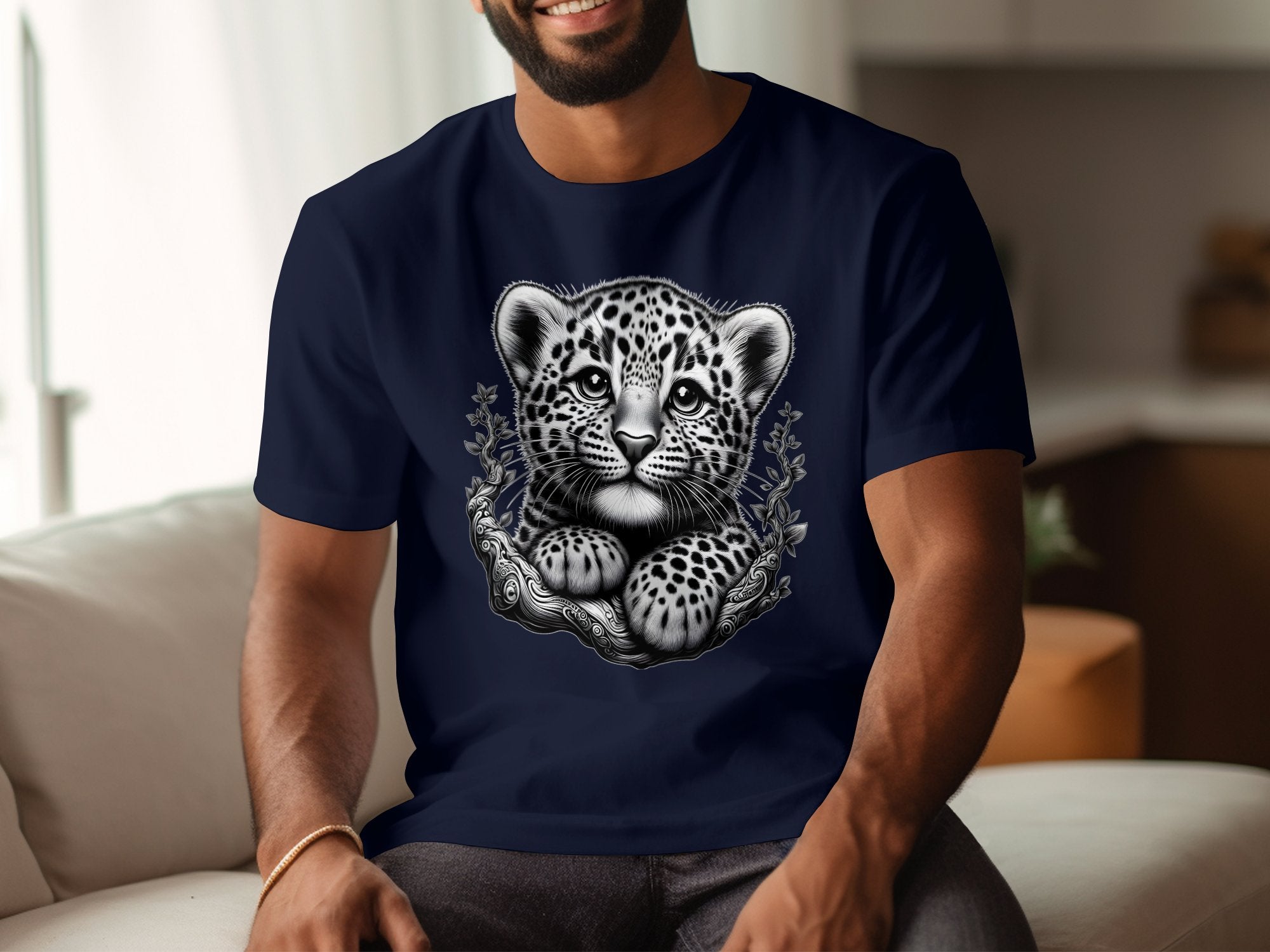 Leopard Bonsai - Coloured Gildan T-Shirt Realistic Animal Talisman Unisex Cute Tee Graphic Design