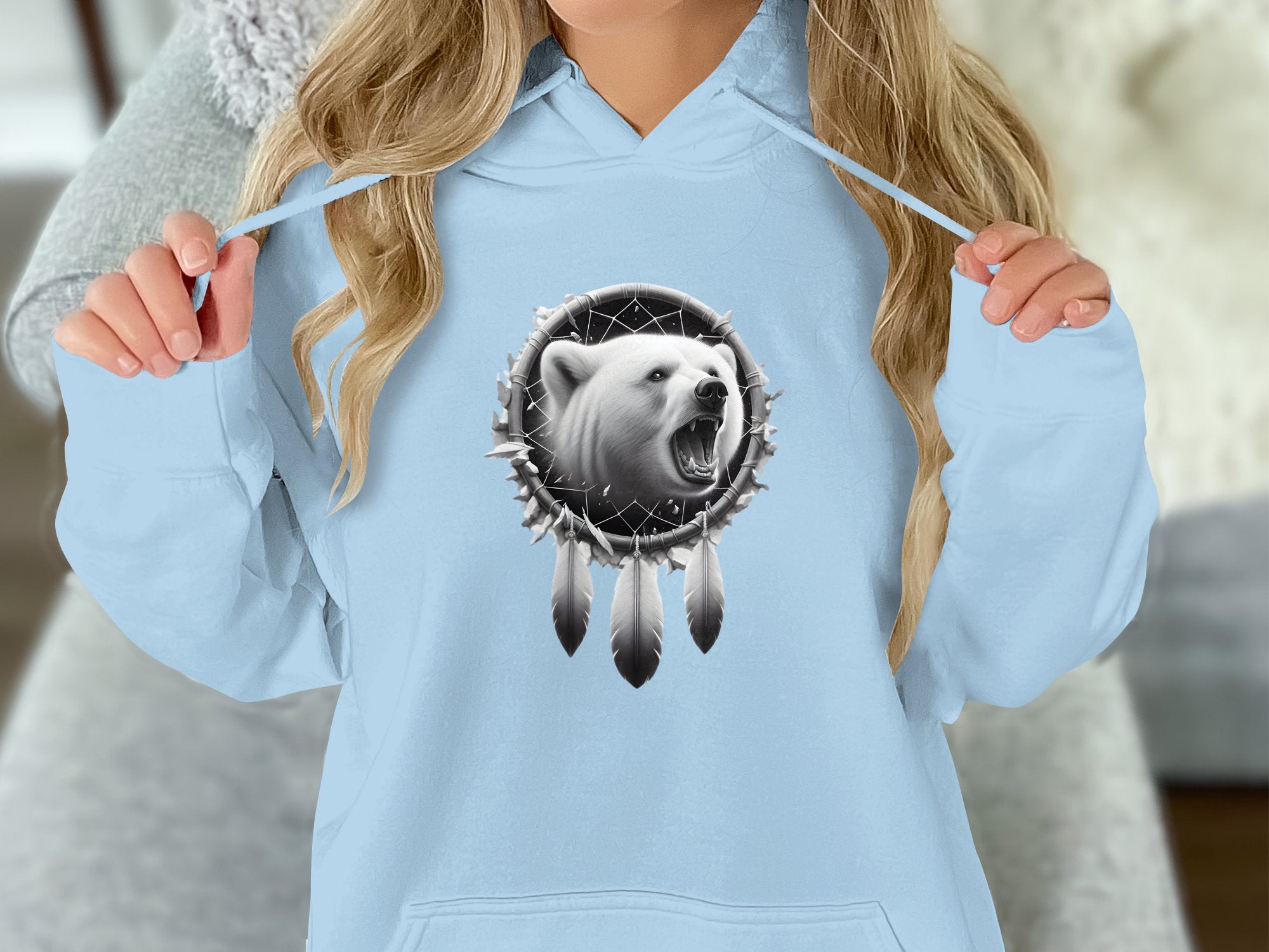 Dreamcatcher Bear - Coloured Gildan Hoodie Realistic Native American Talisman Unisex Mythology Tee Graphic Design