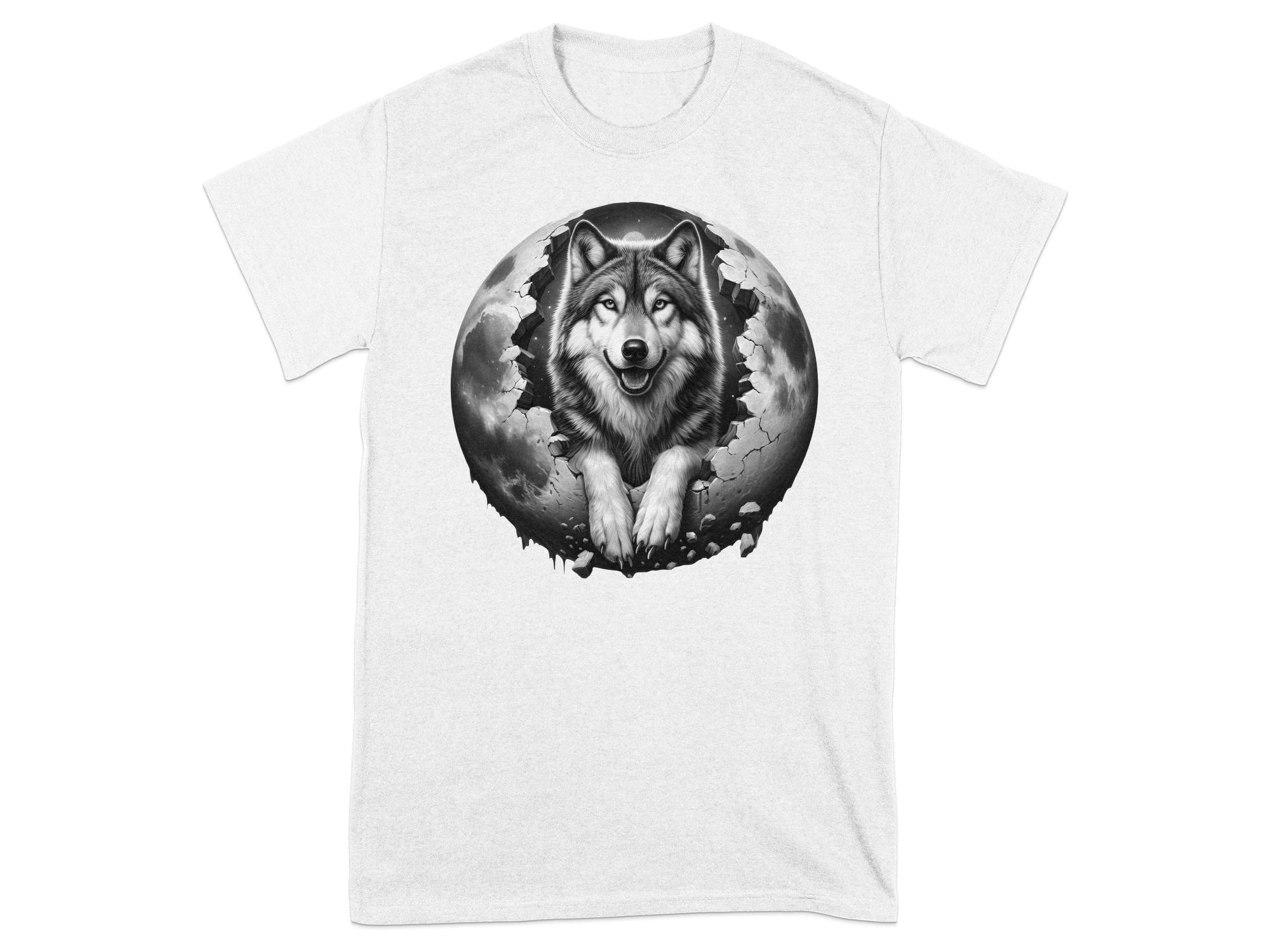 Moon Wolf - Coloured Gildan T-Shirt Realistic Animal Talisman Unisex Mythology Tee Graphic Design