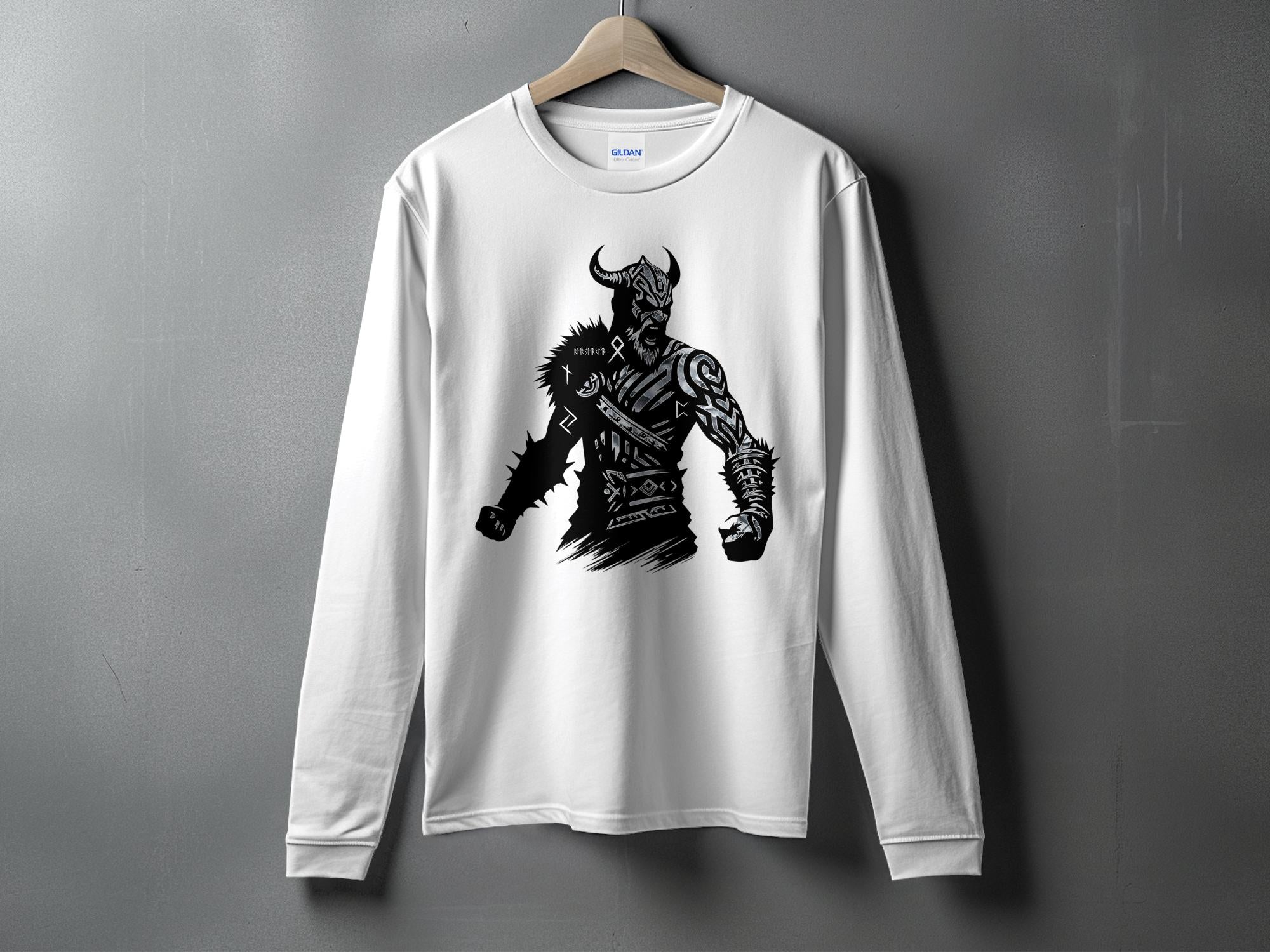 Viking Berserker - Coloured Gildan Long Sleeve Norse Talisman Men Women Unisex Valhalla Tee