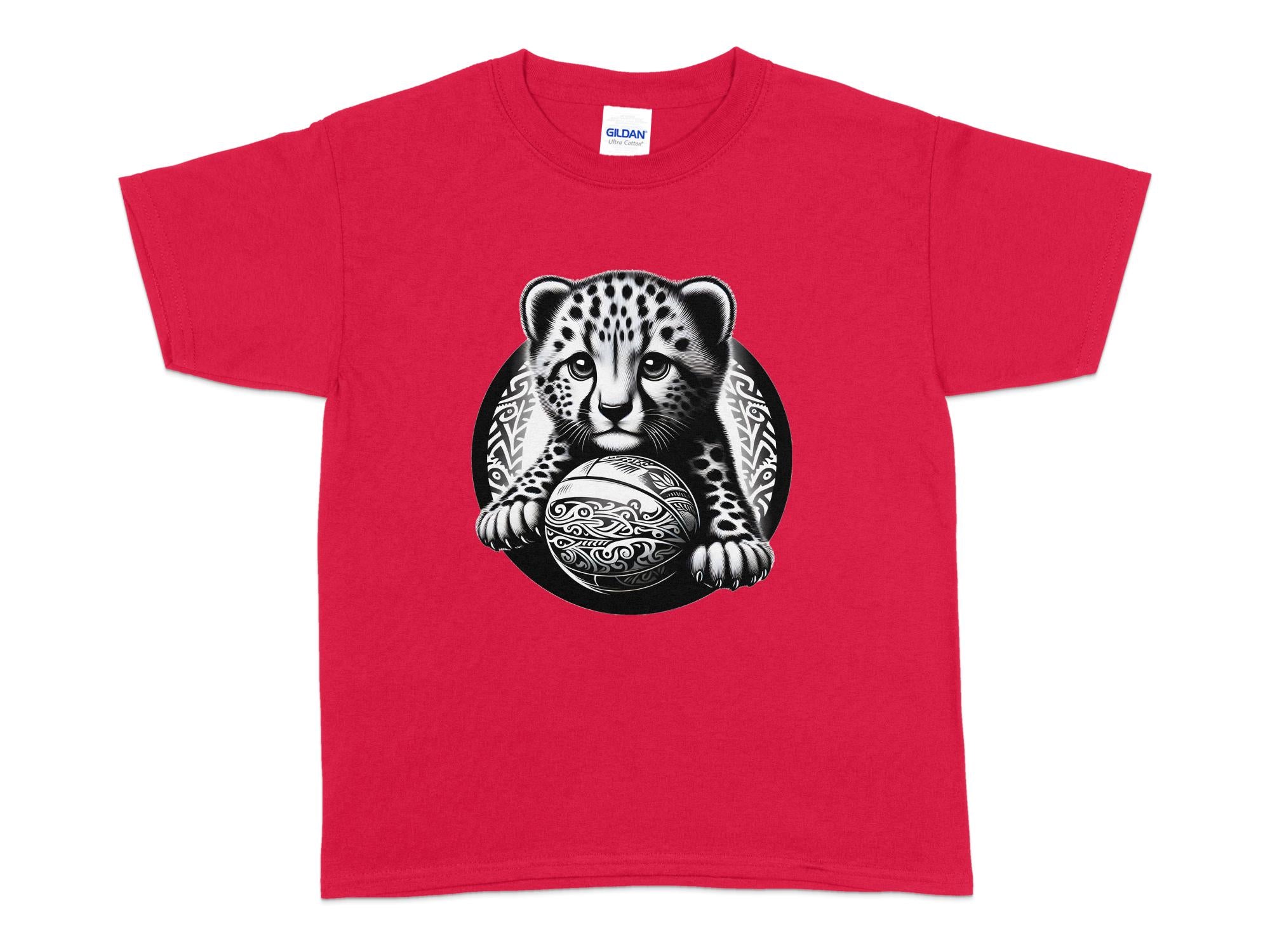 Cheetah World - Coloured Gildan Kids T-Shirt Realistic Animal Talisman Unisex Cute Tee Graphic Design