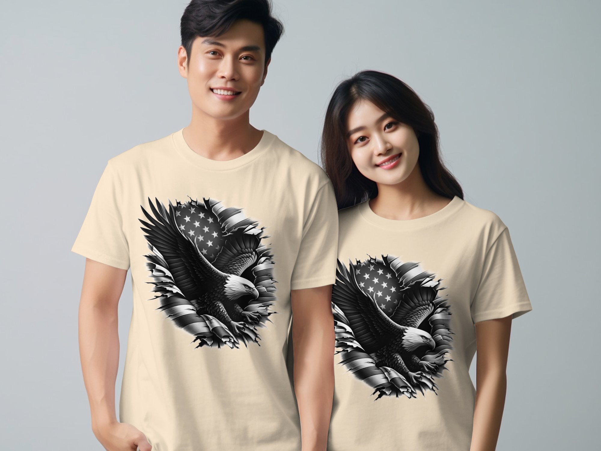 Eagle Patriot - Coloured Gildan T-Shirt Realistic Animal Talisman Unisex Tee Graphic Design