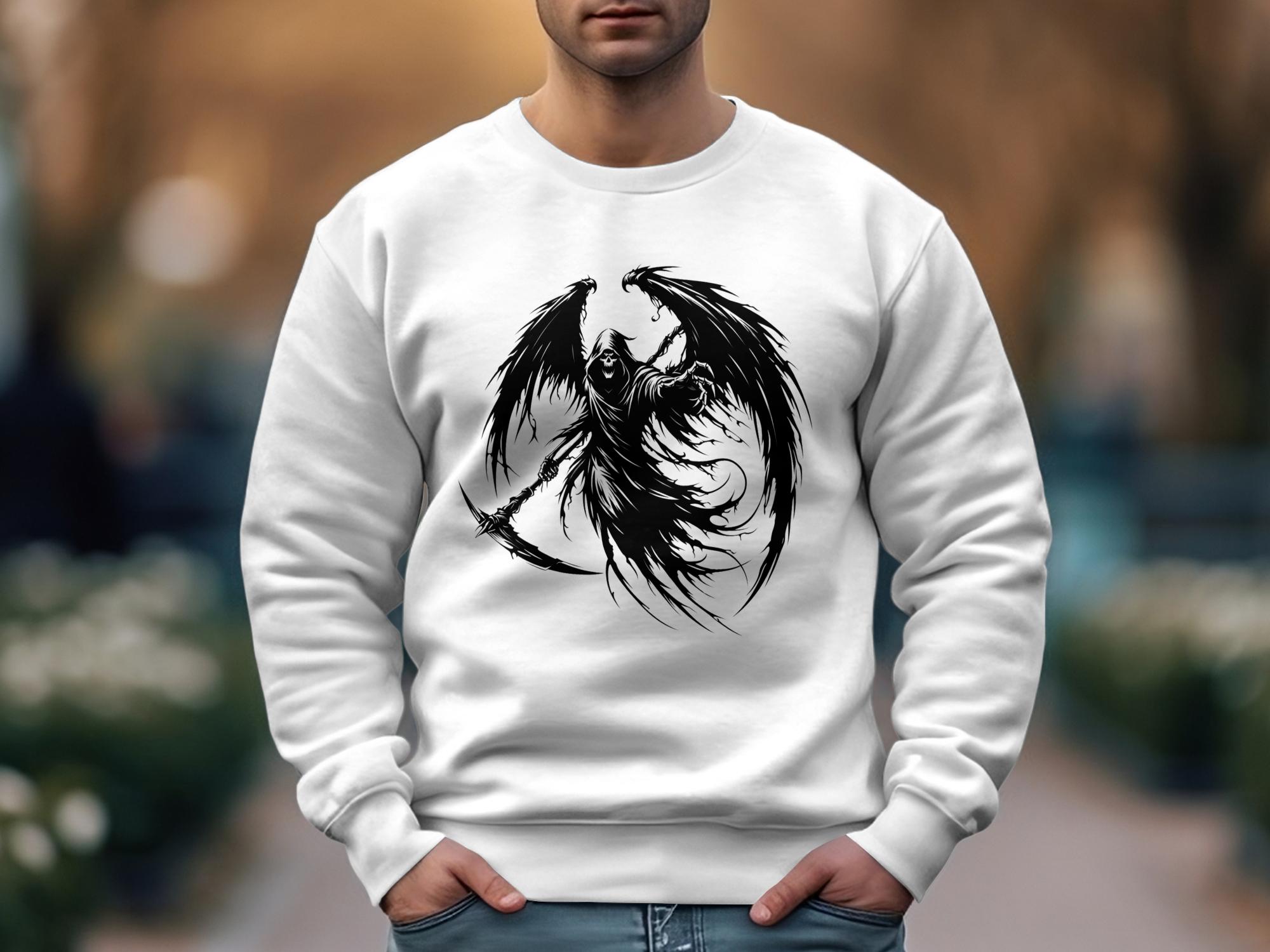 Grim Reaper - Black White Gildan Sweatshirt Commemorative Talisman Unisex Tee Graphic Design