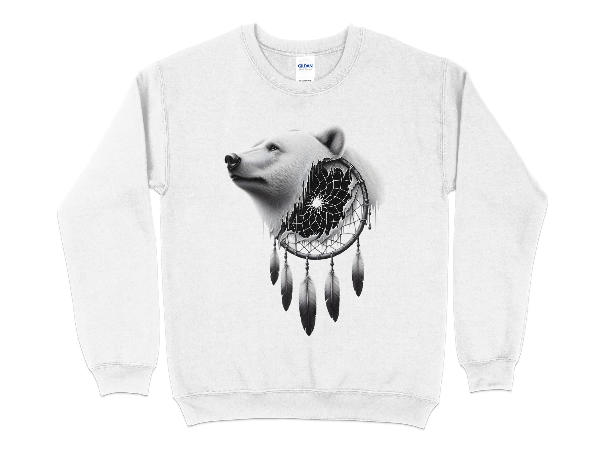 Dreamcatcher Bear - Coloured Gildan Sweatshirt Realistic Native American Talisman Unisex Mythology Tee Graphic Design