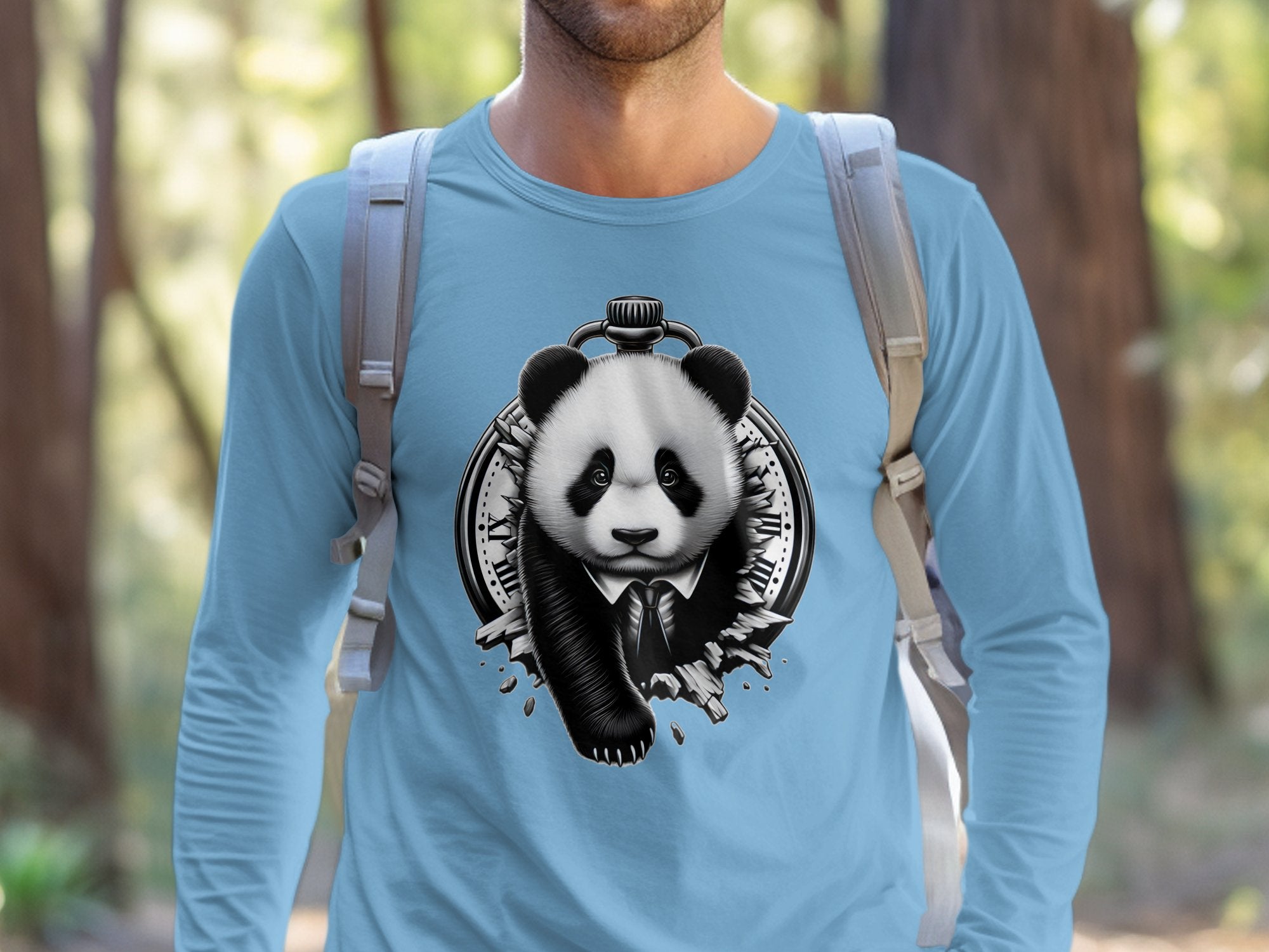 Panda - Coloured Gildan Long Sleeve Realistic Animal Talisman Unisex Cute Tee Graphic Design