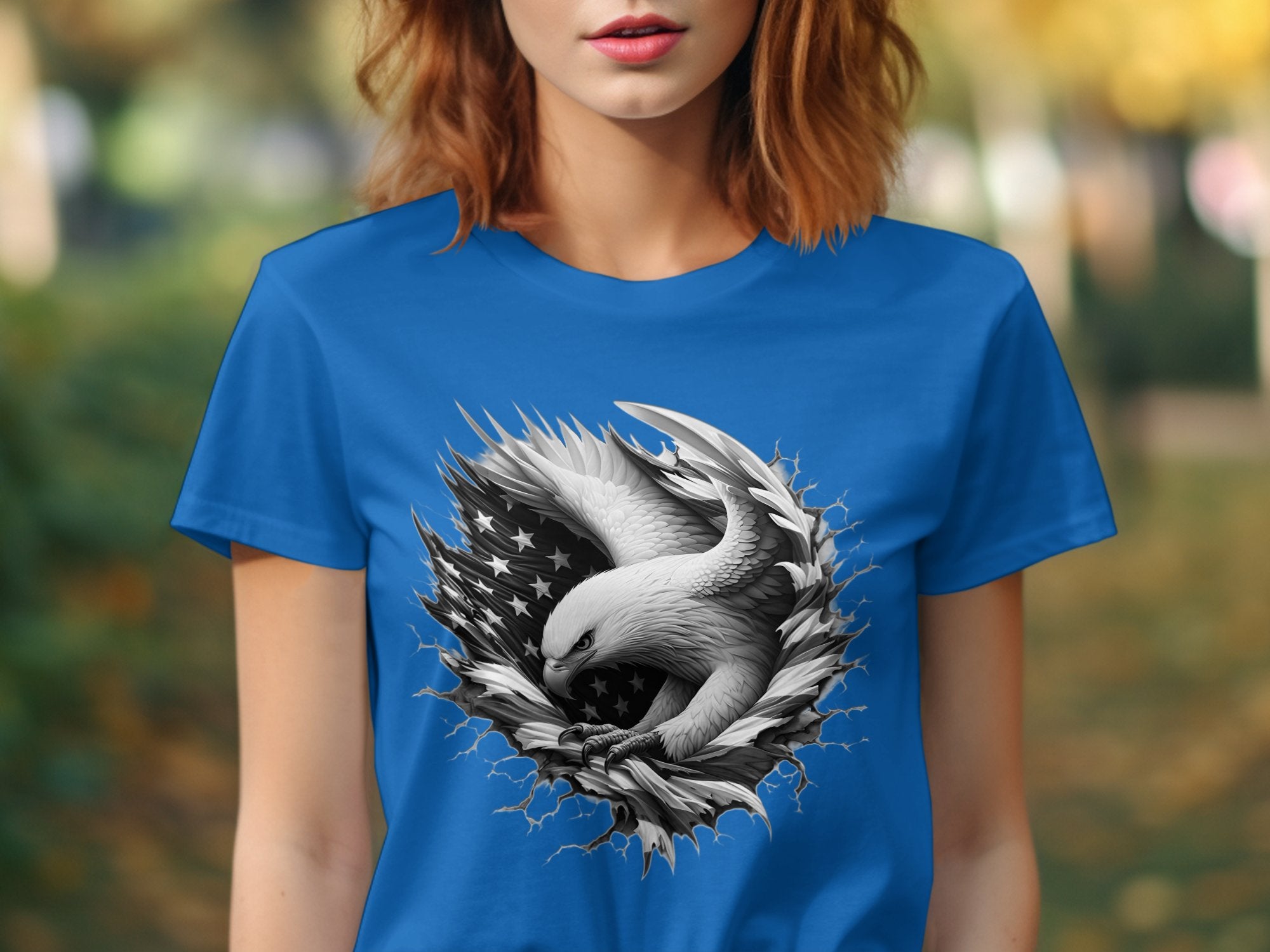 Eagle Patriot - Coloured Gildan T-Shirt Realistic Animal Talisman Unisex Tee Graphic Design