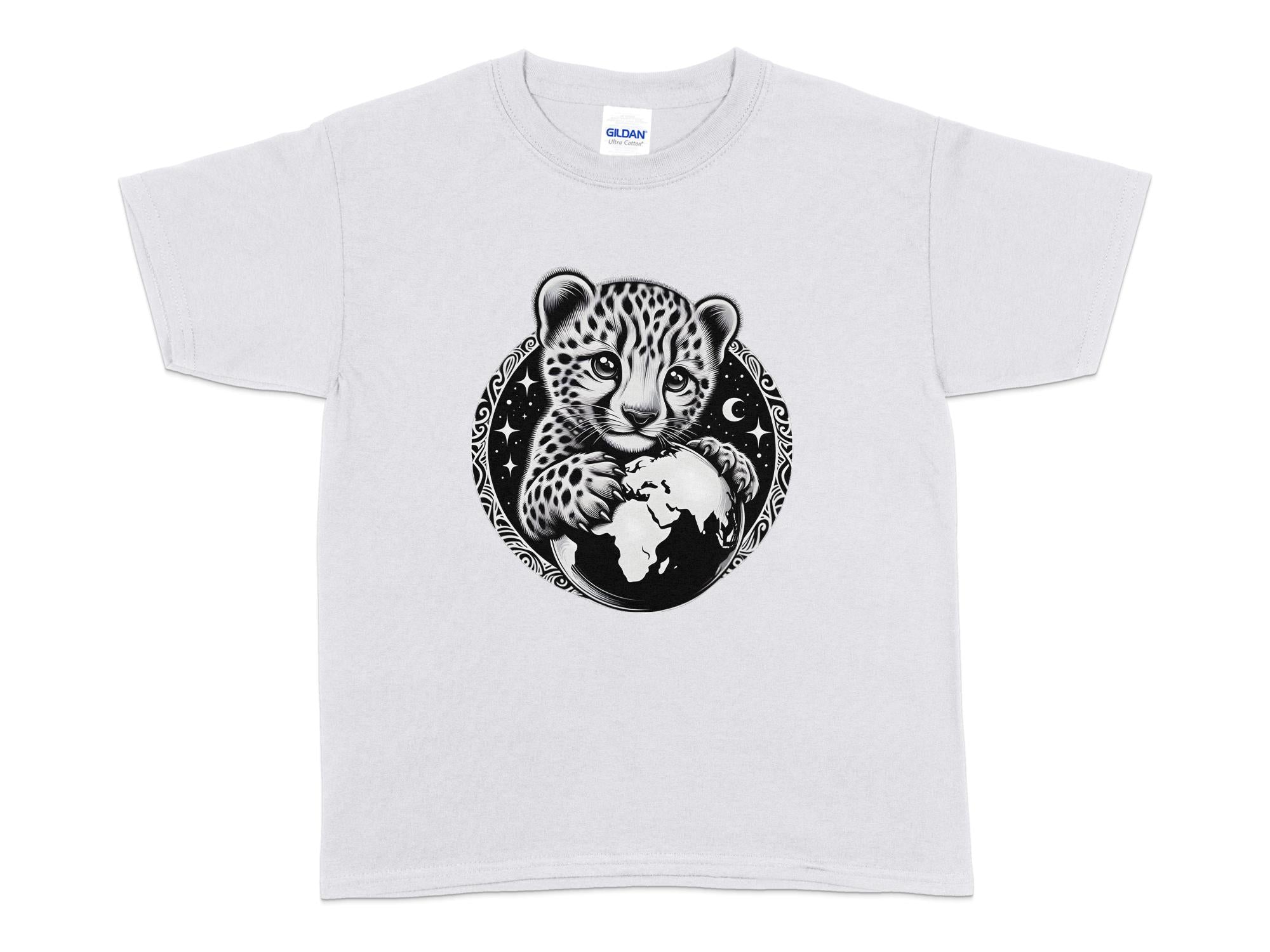 Cheetah World - Coloured Gildan Kids T-Shirt Realistic Animal Talisman Unisex Cute Tee Graphic Design