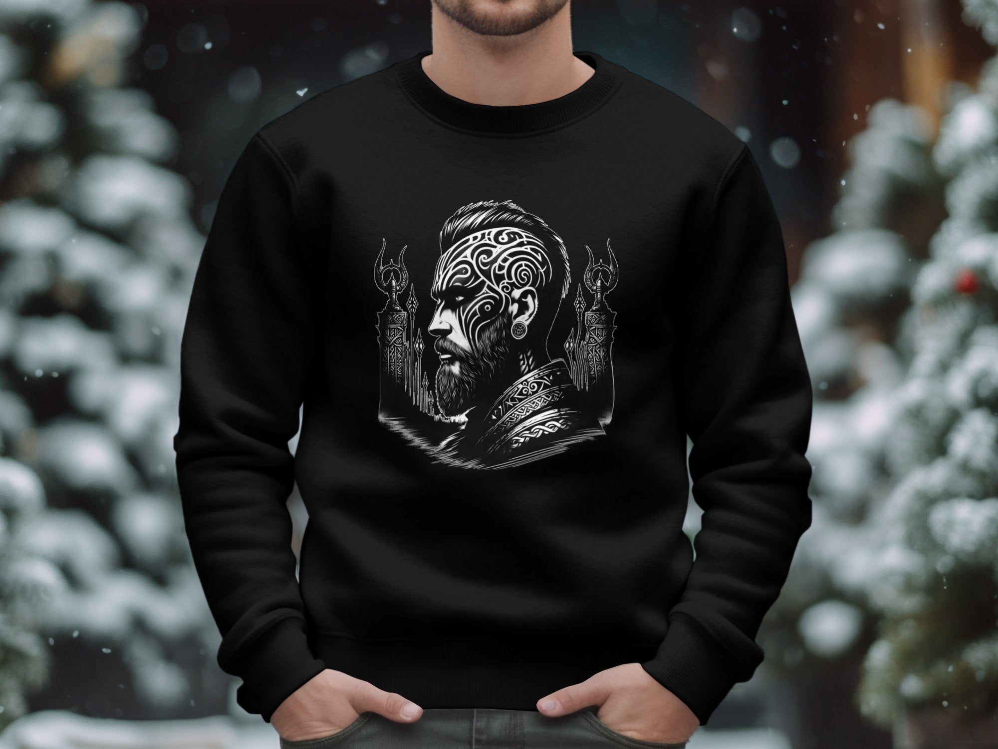 Viking Spirit - Coloured Gildan Sweatshirt Realistic Norse Talisman Men Women Unisex Valhalla Tee Graphic Design