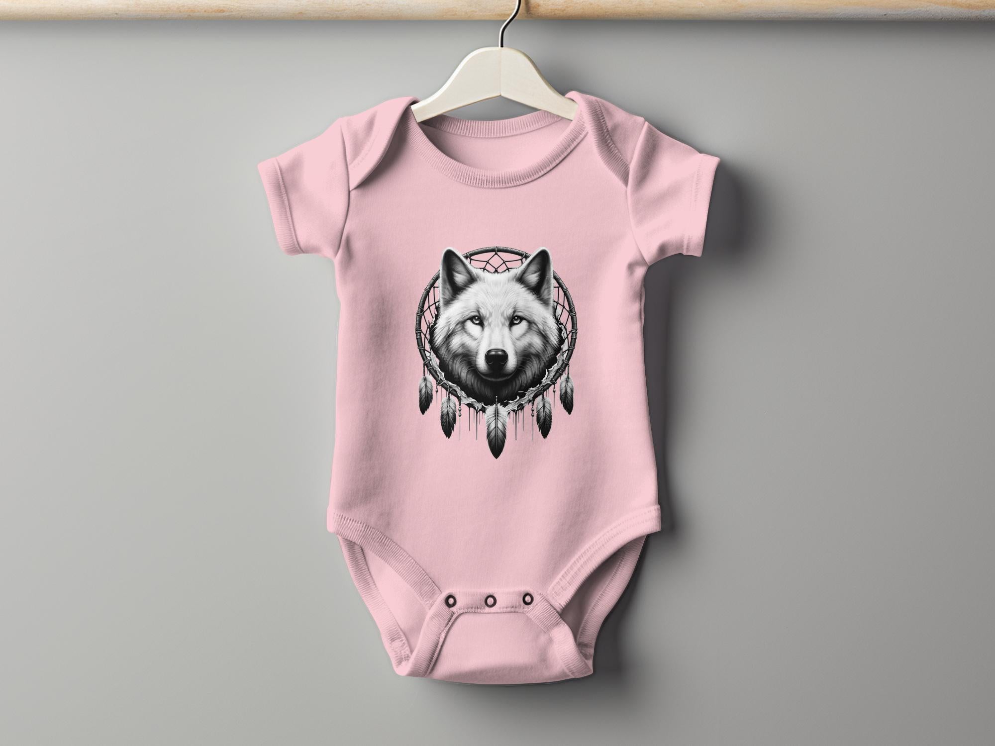 Dreamcatcher Wolf - Coloured Toddler Bodysuit Realistic Native American Talisman Unisex Mythology Tee Graphic Design