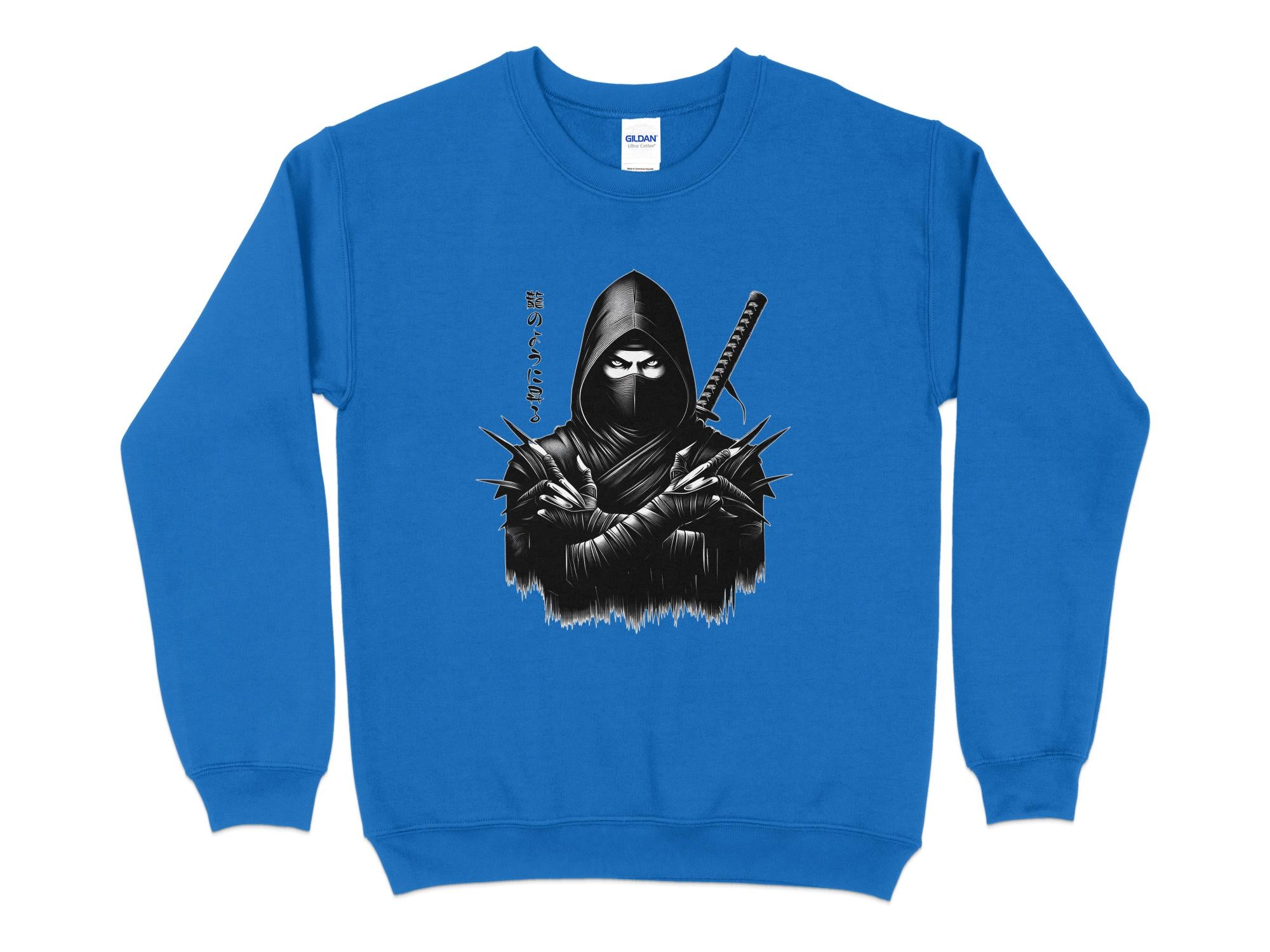 Samurai Ninja - Coloured Gildan Sweatshirt Japanese Talisman Unisex Cultural Symbolic Graphic Design