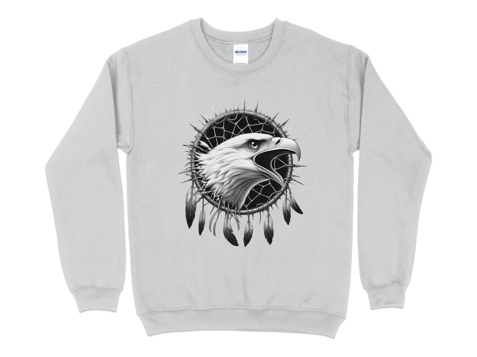 Dreamcatcher Eagle - Coloured Gildan Sweatshirt Realistic Native American Talisman Unisex Mythology Tee Graphic Design