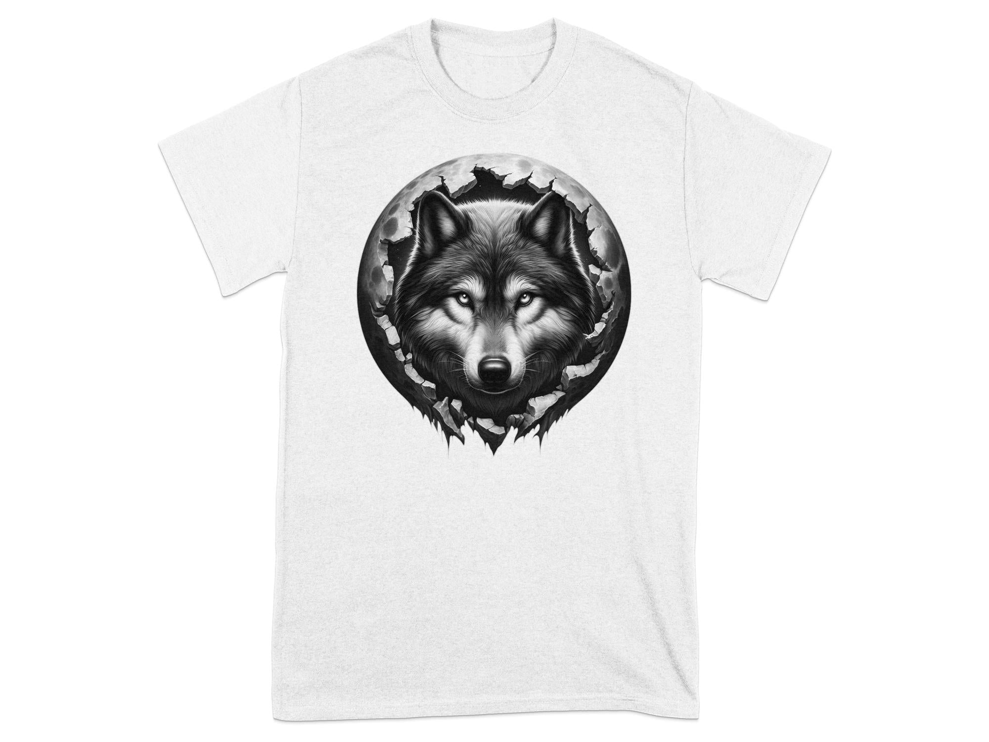 Moon Wolf - Coloured Gildan T-Shirt Realistic Animal Talisman Unisex Mythology Tee Graphic Design