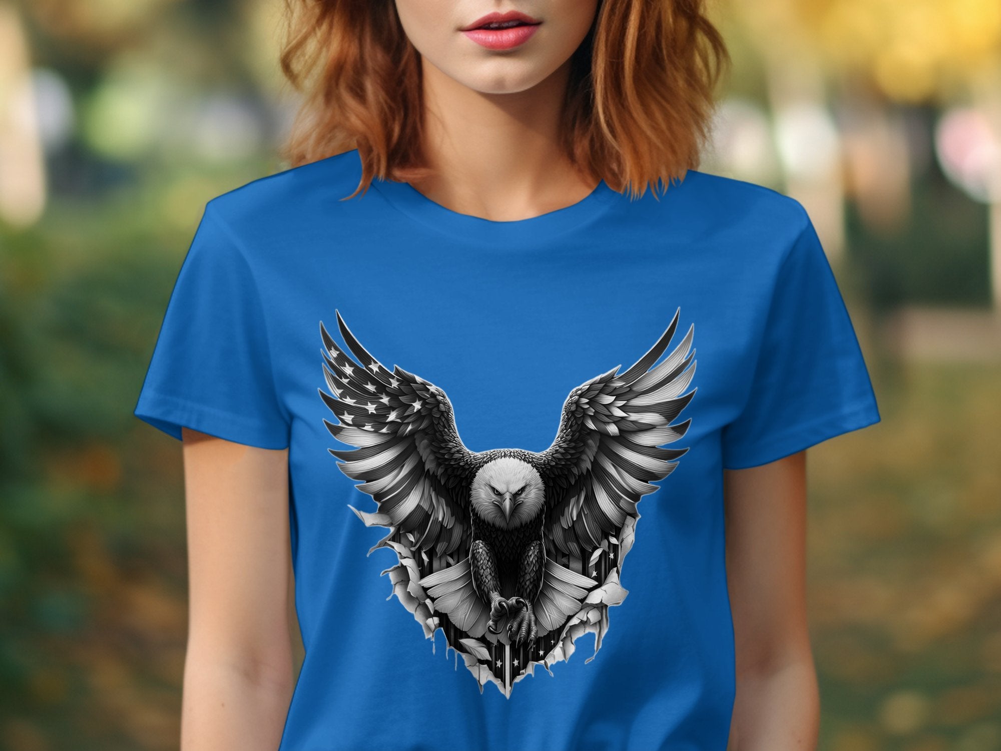 Eagle Patriot - Coloured Gildan T-Shirt Realistic Animal Talisman Unisex Tee Graphic Design