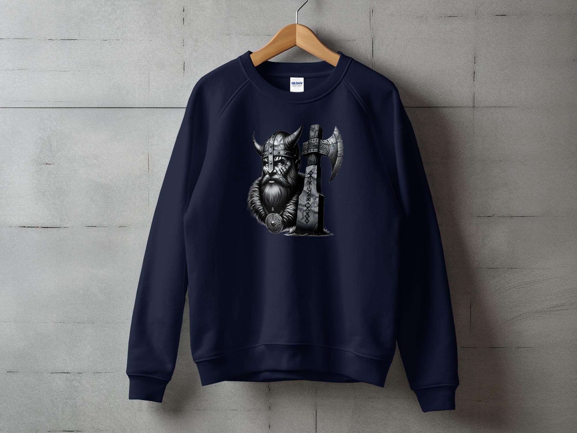 Viking Warrior - Coloured Gildan Sweatshirt Realistic Norse Talisman Men Women Unisex Valhalla Tee Graphic Design