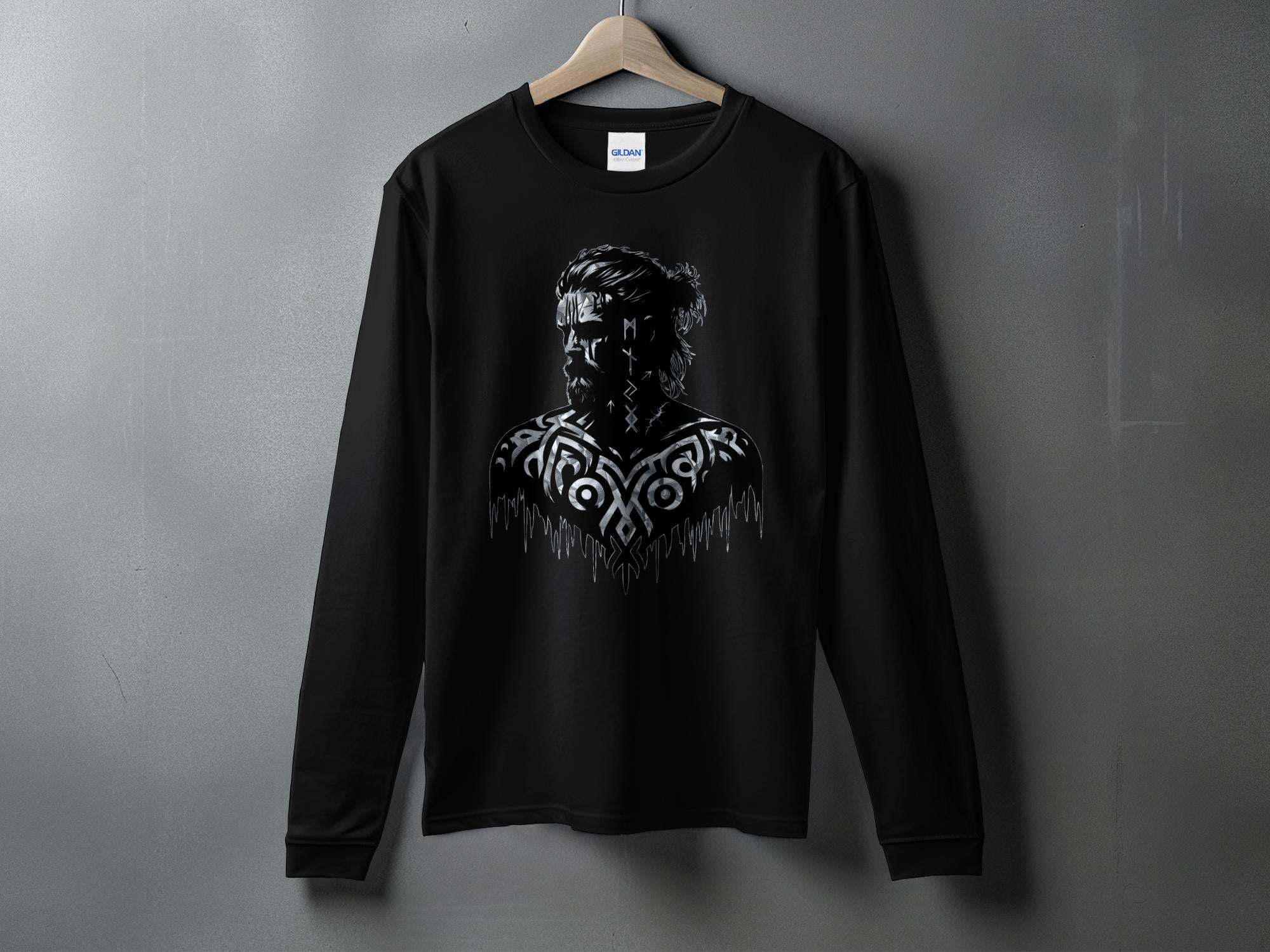 Viking Reflection - Coloured Gildan Long Sleeve  Norse Talisman Men Women Unisex Valhalla Tee