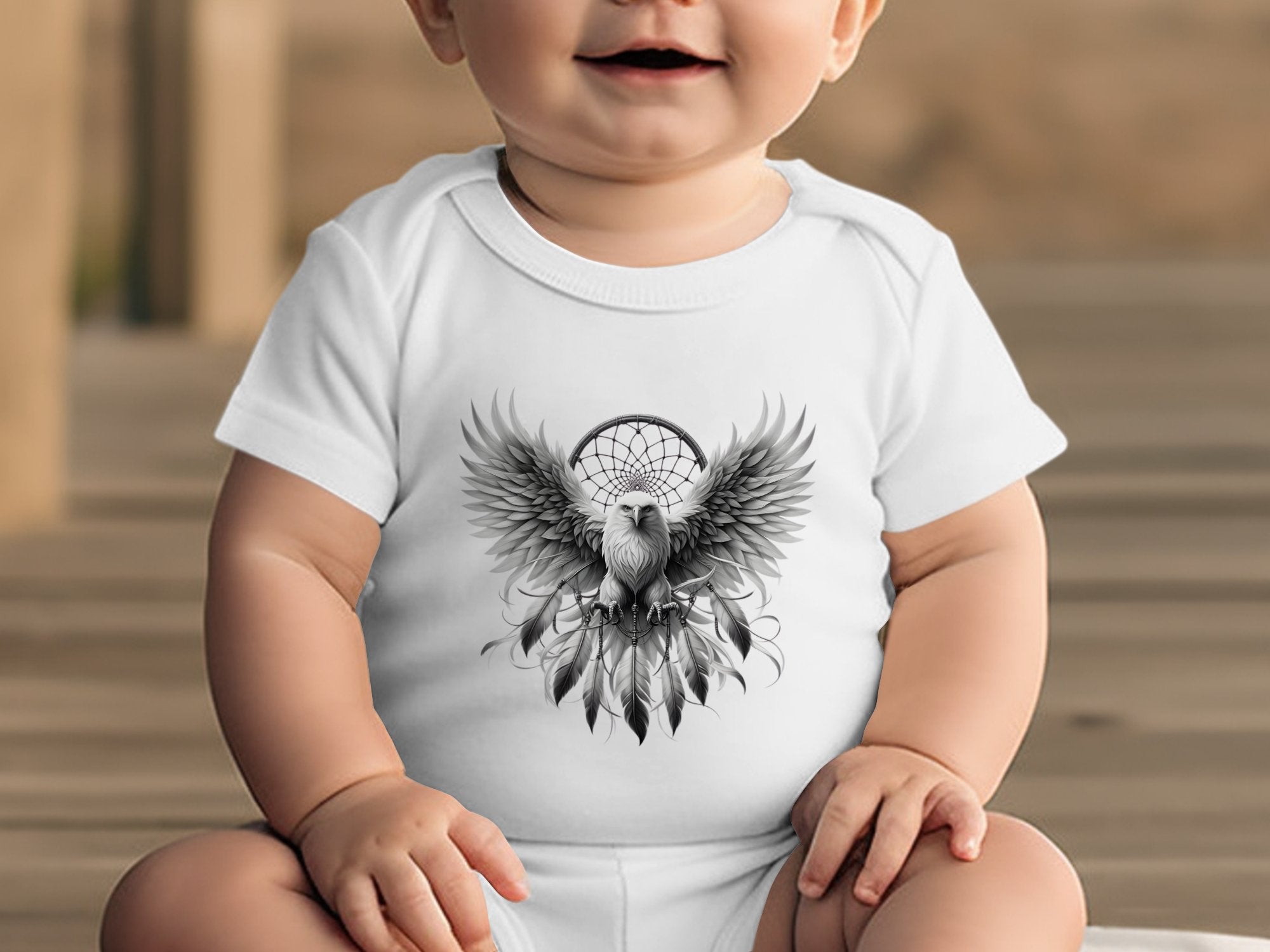 Dreamcatcher Eagle - Coloured Toddler Bodysuit Realistic Native American Talisman Unisex Mythology Tee Graphic Design