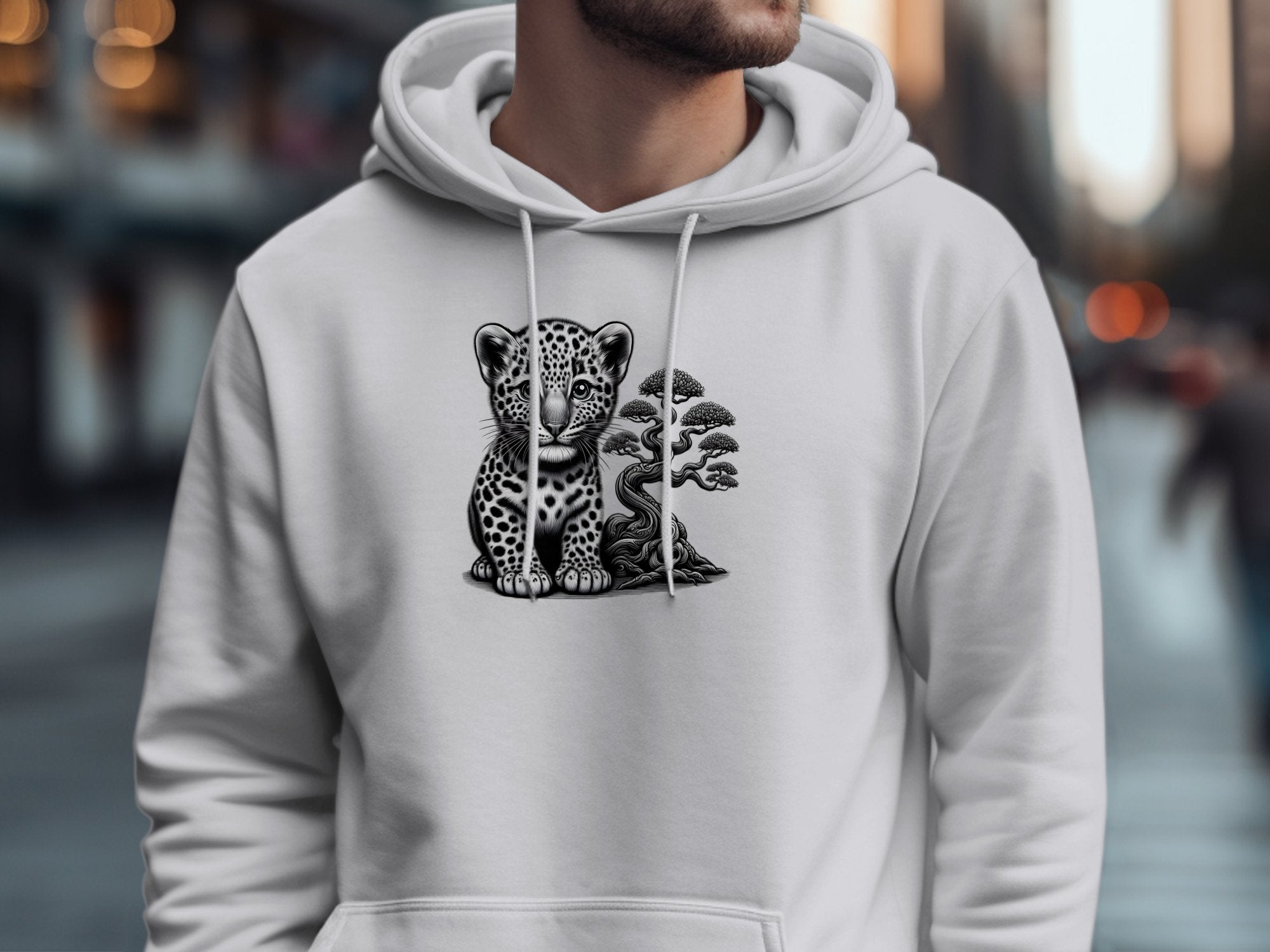 Leopard Bonsai - Coloured Gildan Hoodie Realistic Animal Talisman Unisex Cute Tee Graphic Design