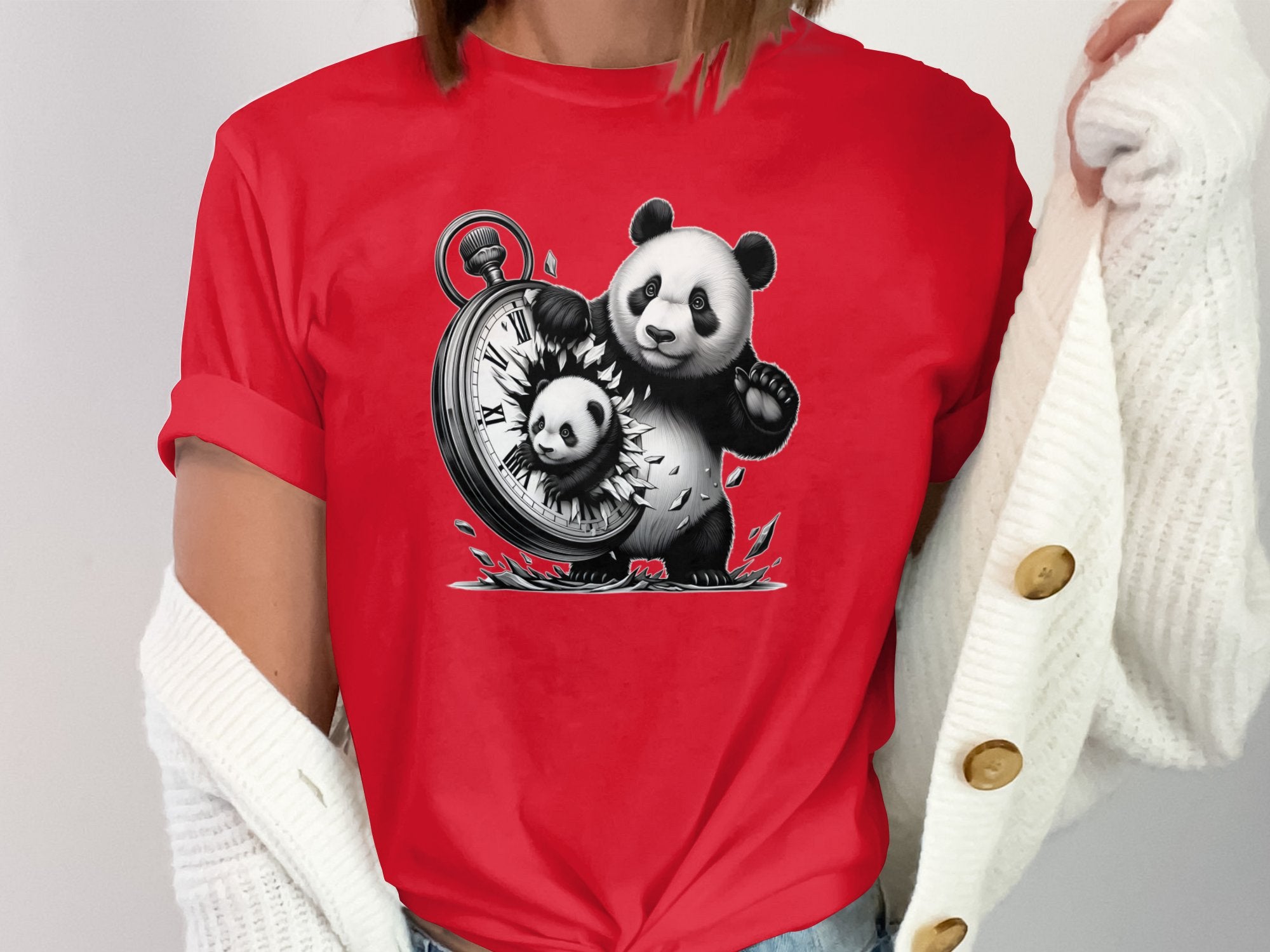 Panda - Coloured Gildan T-Shirt Realistic Animal Talisman Unisex Cute Tee Graphic Design