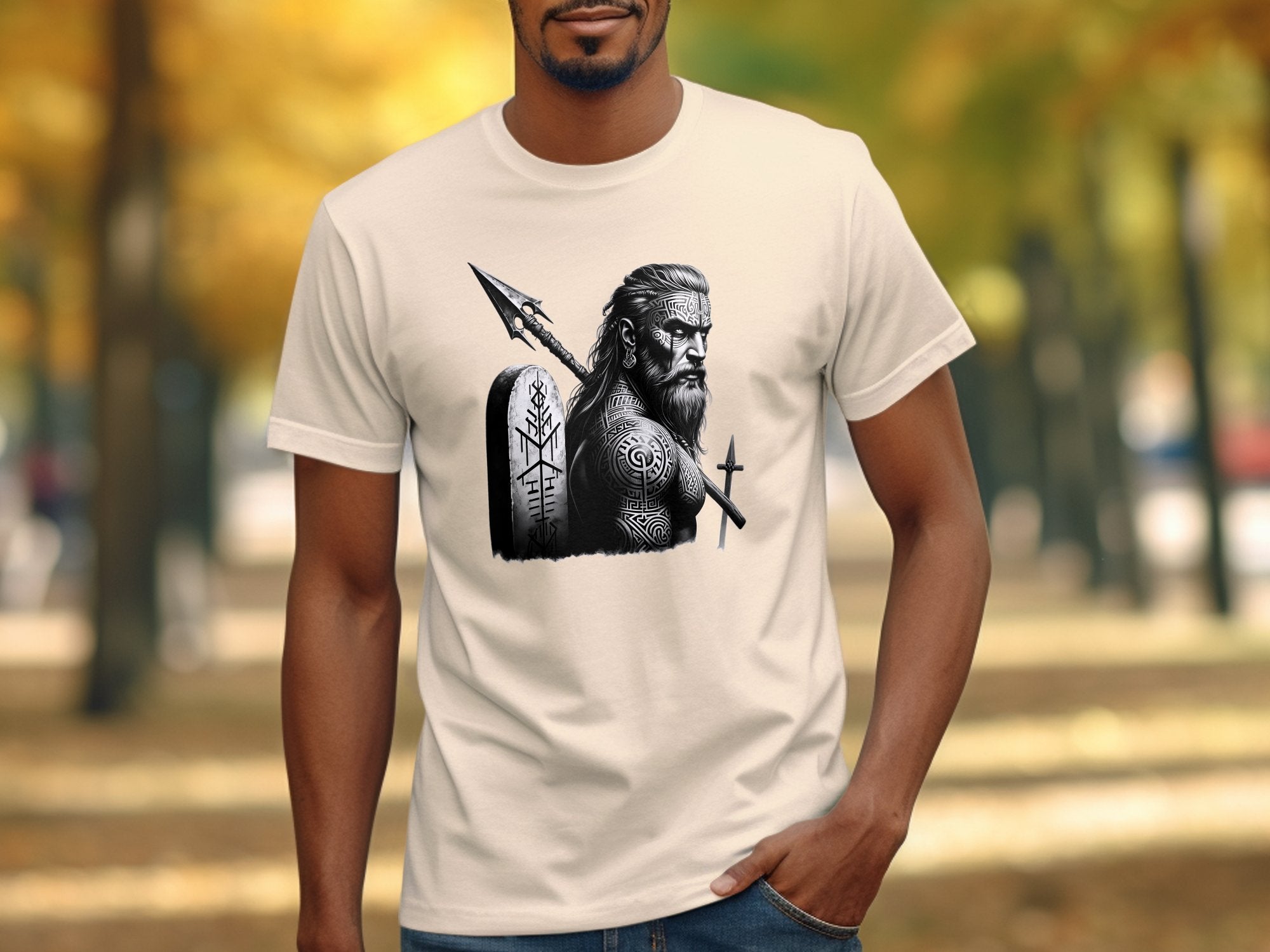 Viking Heroism - Coloured Gildan T Shirt Realistic Norse Talisman Men Women Unisex Valhalla Tee Graphic Design