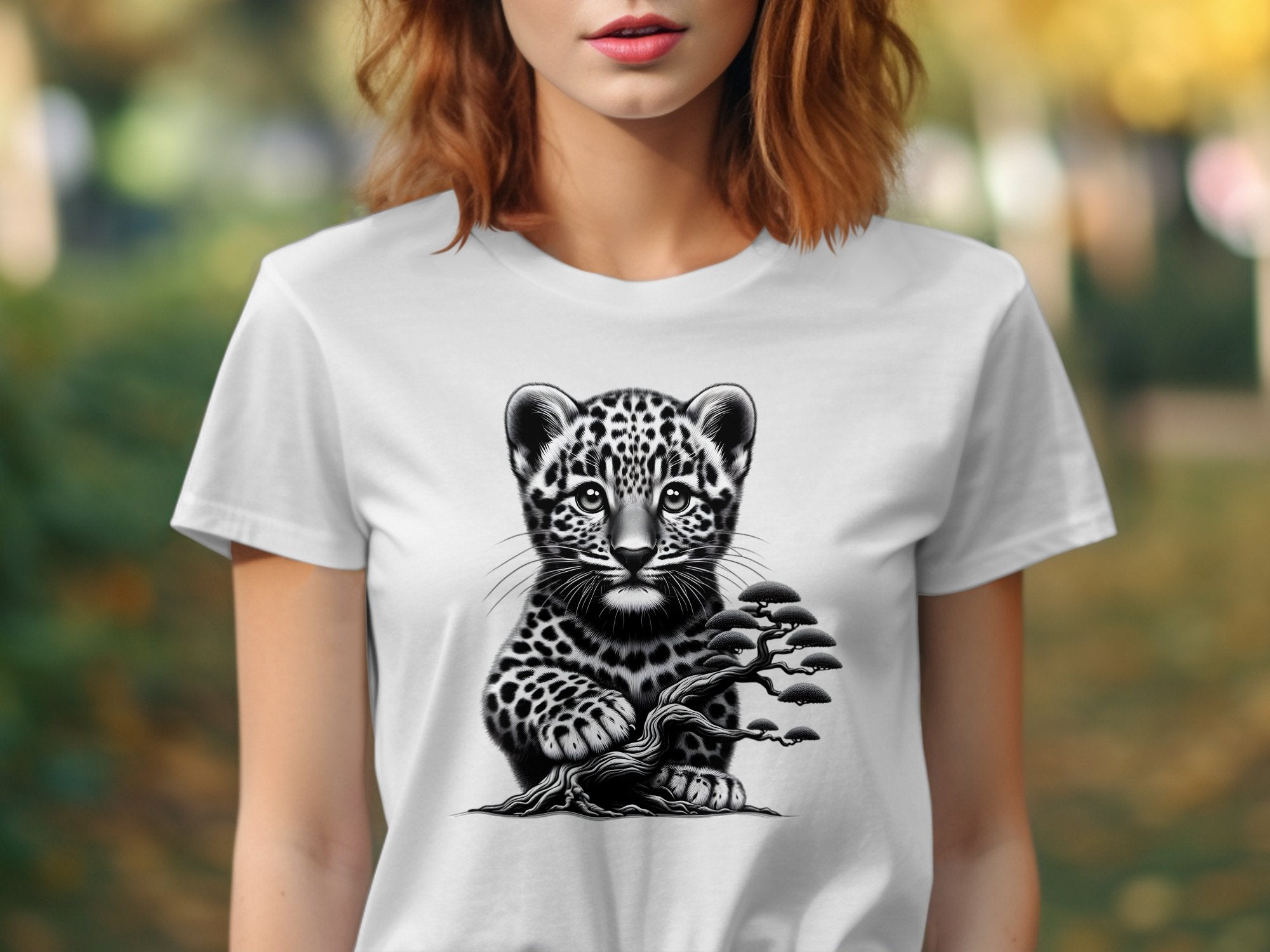 Leopard Bonsai - Coloured Gildan T-Shirt Realistic Animal Talisman Unisex Cute Tee Graphic Design