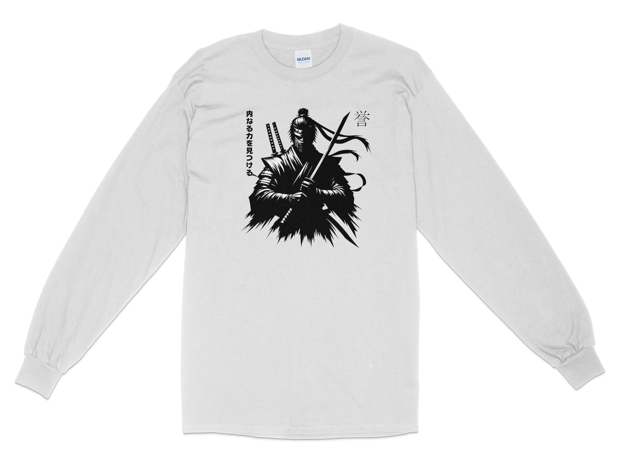 Samurai Ninja - Coloured Gildan Long Sleeve Japanese Talisman Unisex Cultural Symbolic Graphic Design