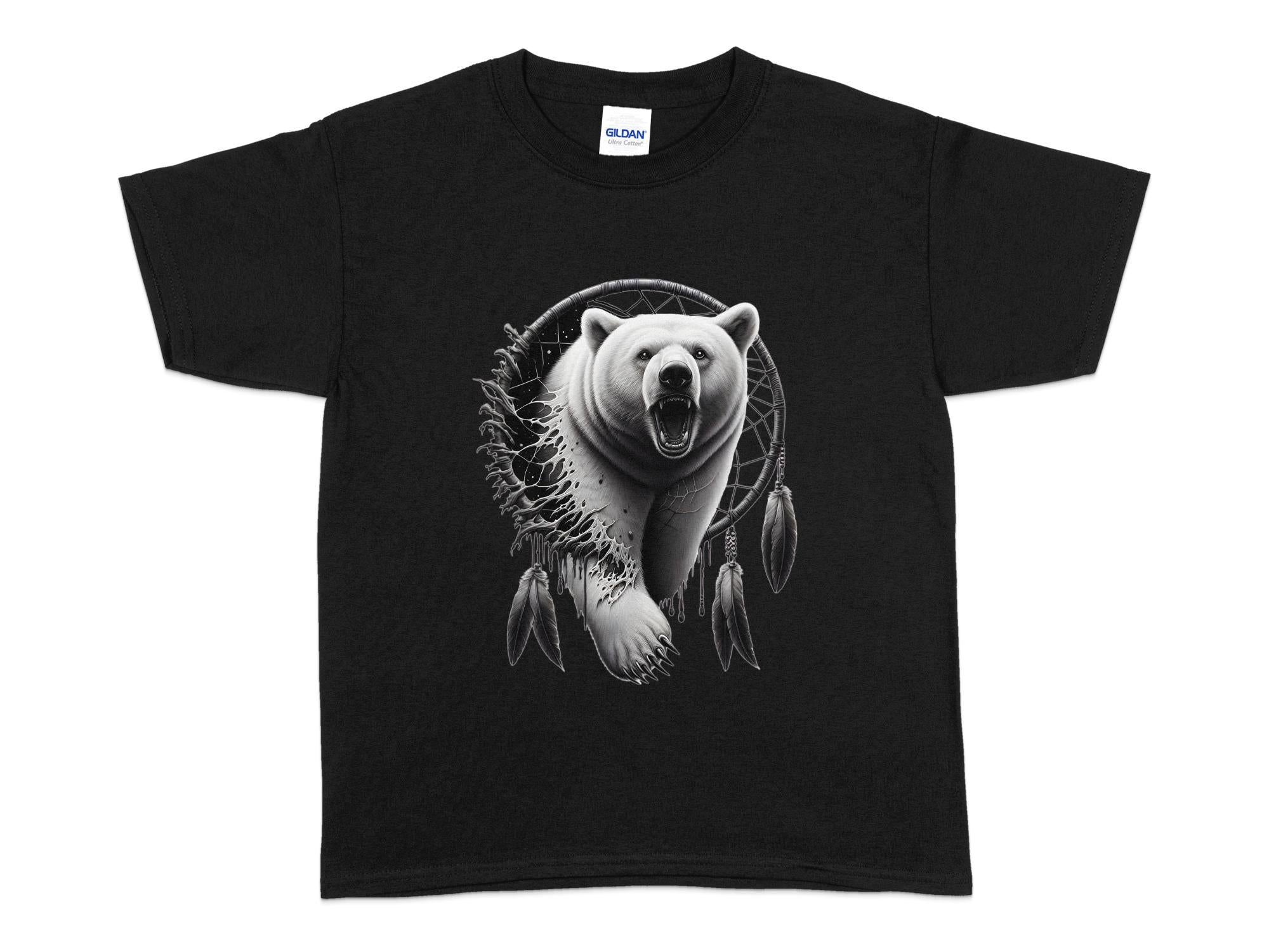 Dreamcatcher Bear - Coloured Gildan Kids T Shirt Realistic Native American Talisman Unisex Mythology Tee Graphic Design