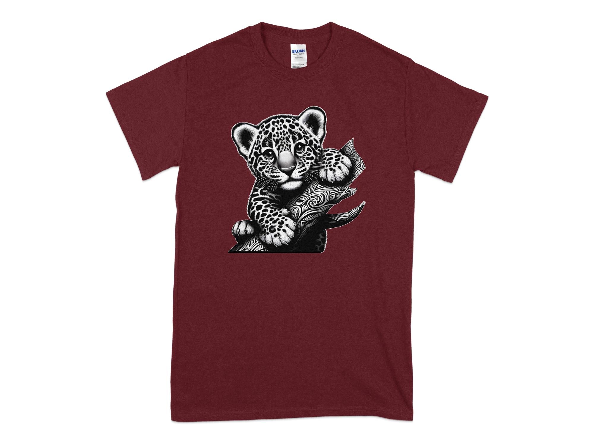 Leopard Bonsai - Coloured Gildan T-Shirt Realistic Animal Talisman Unisex Cute Tee Graphic Design