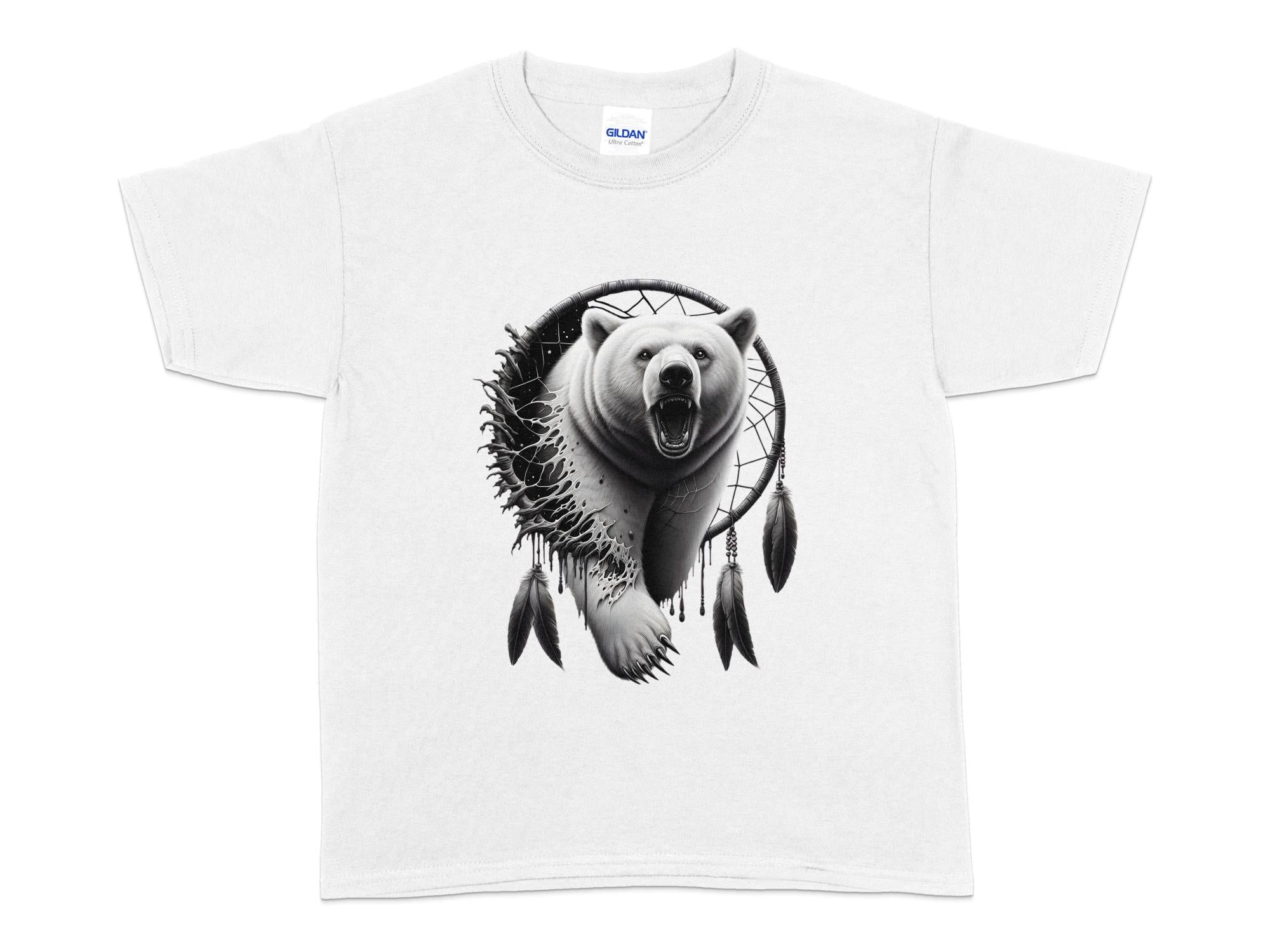 Dreamcatcher Bear - Coloured Gildan Kids T Shirt Realistic Native American Talisman Unisex Mythology Tee Graphic Design