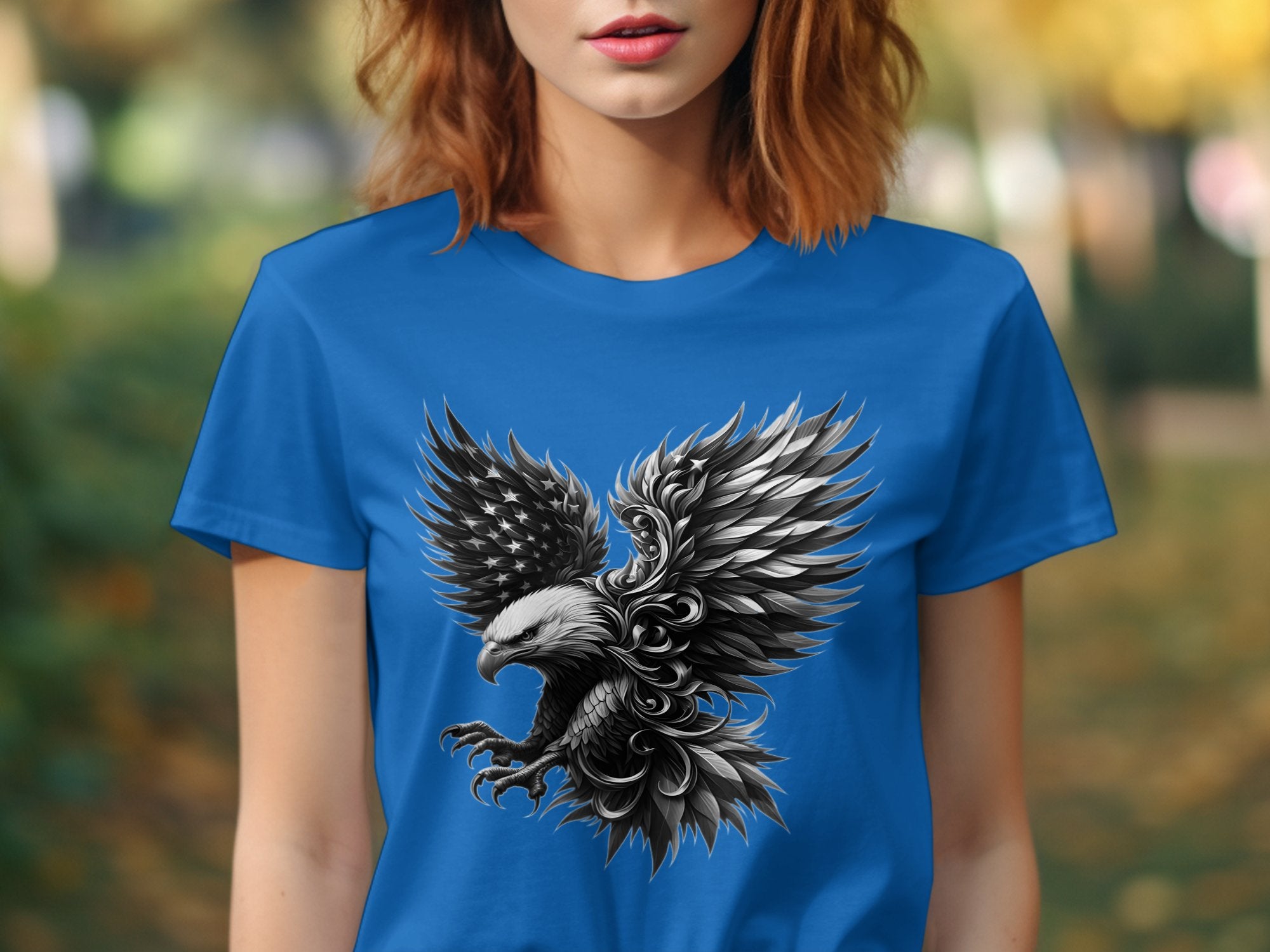 Eagle Patriot - Coloured Gildan T-Shirt Realistic Animal Talisman Unisex Tee Graphic Design