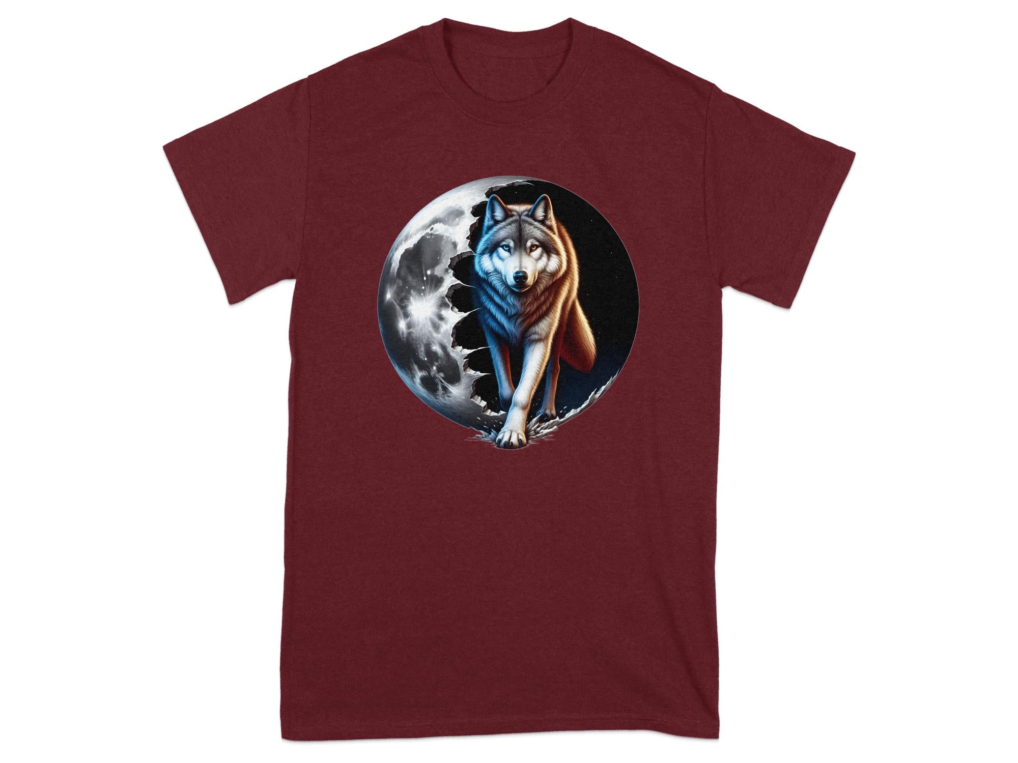 Moon Wolf - T-Shirt Realistic Full Colour Animal Talisman Unisex Mythology Tee Gildan Graphic Design