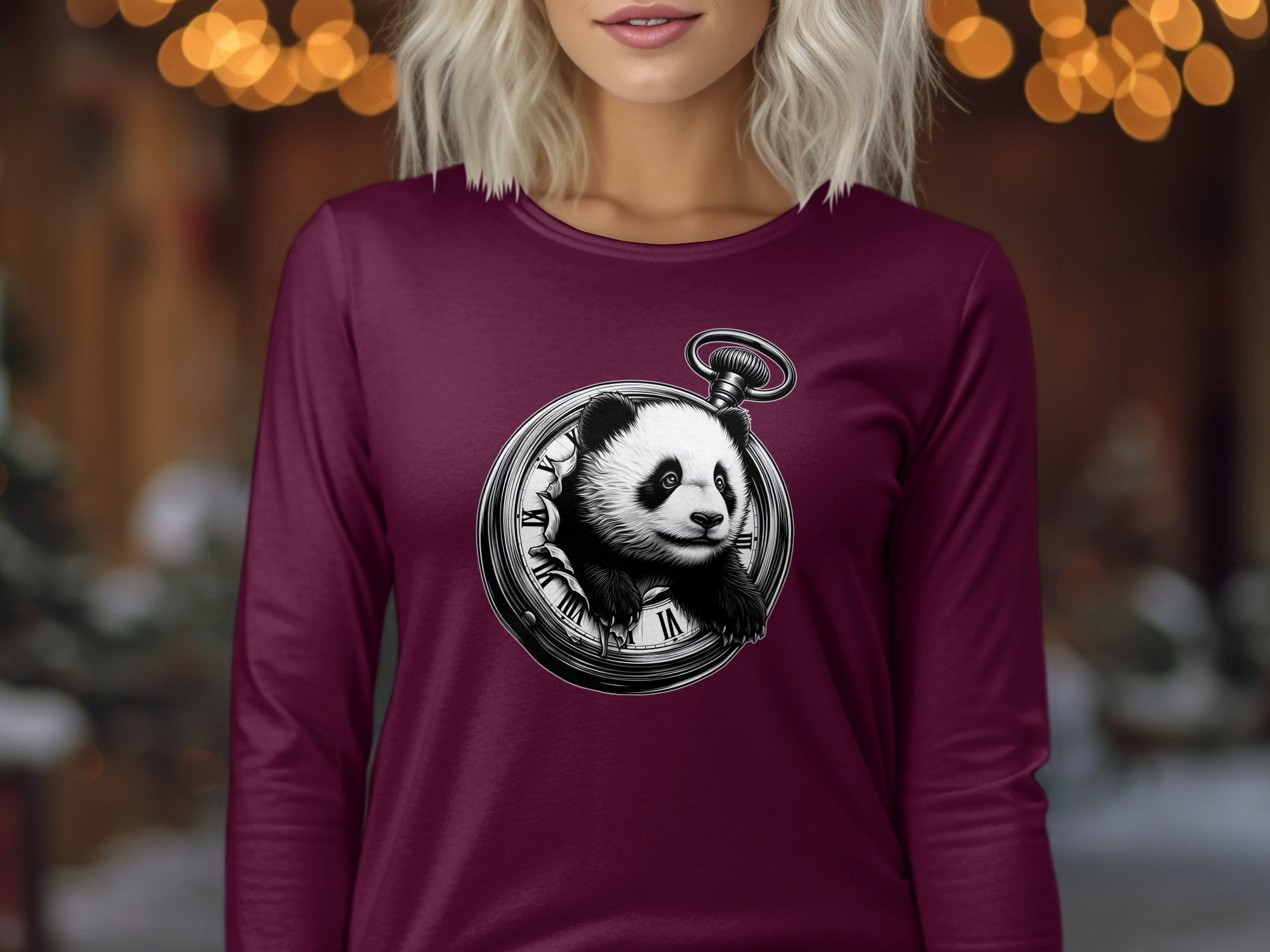 Panda - Coloured Gildan Long Sleeve Realistic Animal Talisman Unisex Cute Tee Graphic Design