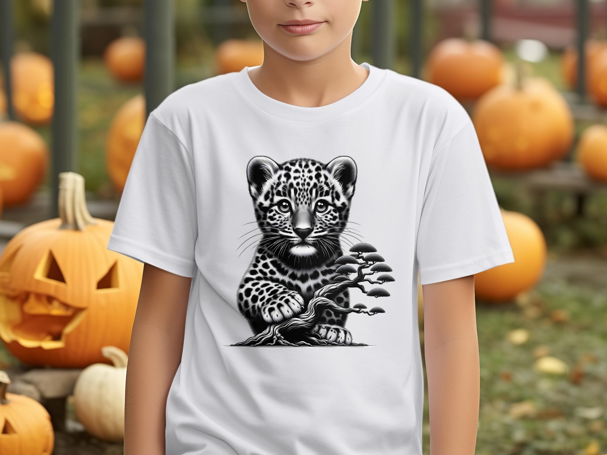 Leopard Bonsai - Coloured Gildan Kids T-Shirt Realistic Animal Talisman Unisex Cute Tee Graphic Design