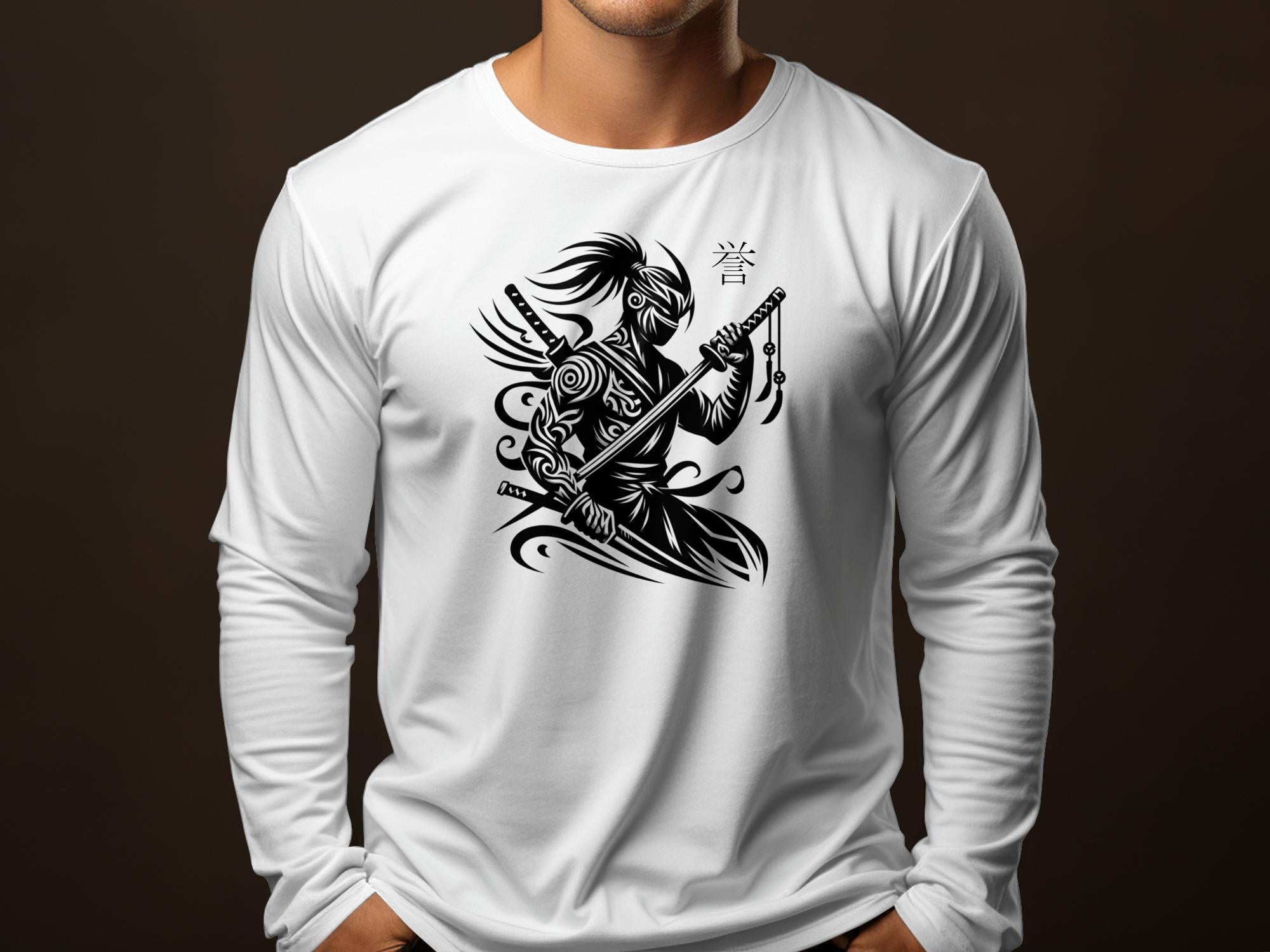 Samurai Ninja - Coloured Gildan Long Sleeve Japanese Talisman Unisex Cultural Symbolic Graphic Design