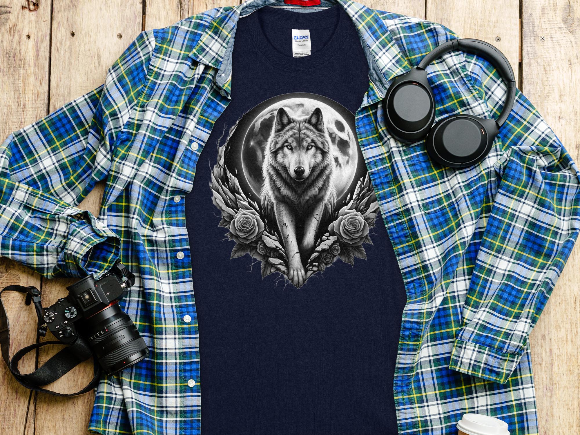 Moon Wolf - Coloured Gildan T-Shirt Realistic Animal Talisman Unisex Mythology Tee Graphic Design