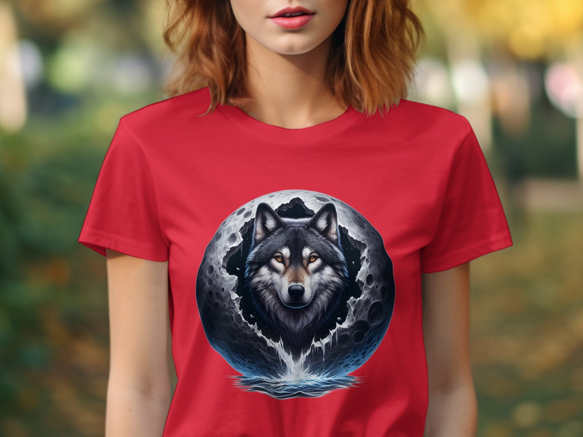 Moon Wolf - T-Shirt Realistic Full Colour Animal Talisman Unisex Mythology Tee Gildan Graphic Design