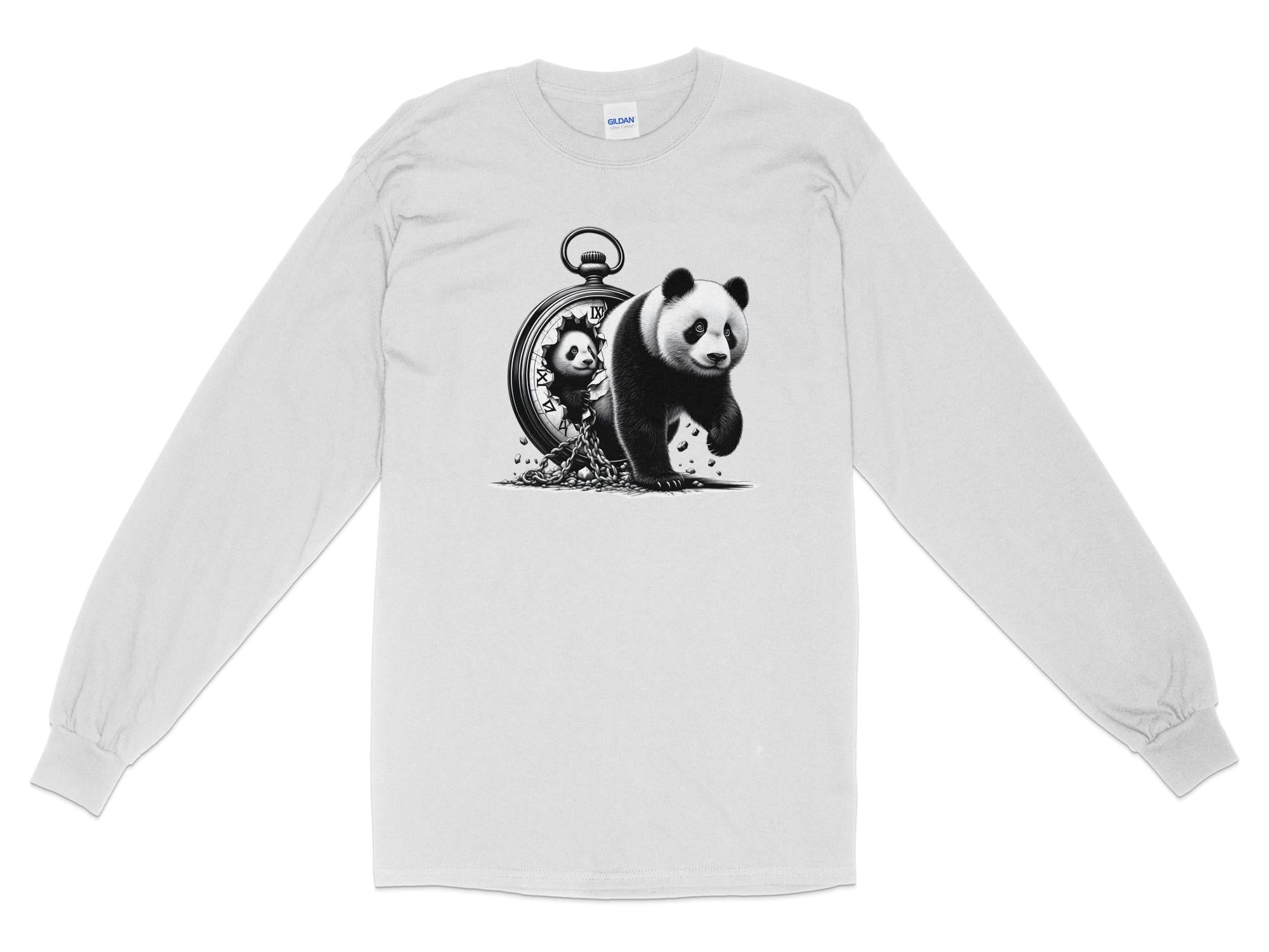 Panda - Coloured Gildan Long Sleeve Realistic Animal Talisman Unisex Cute Tee Graphic Design