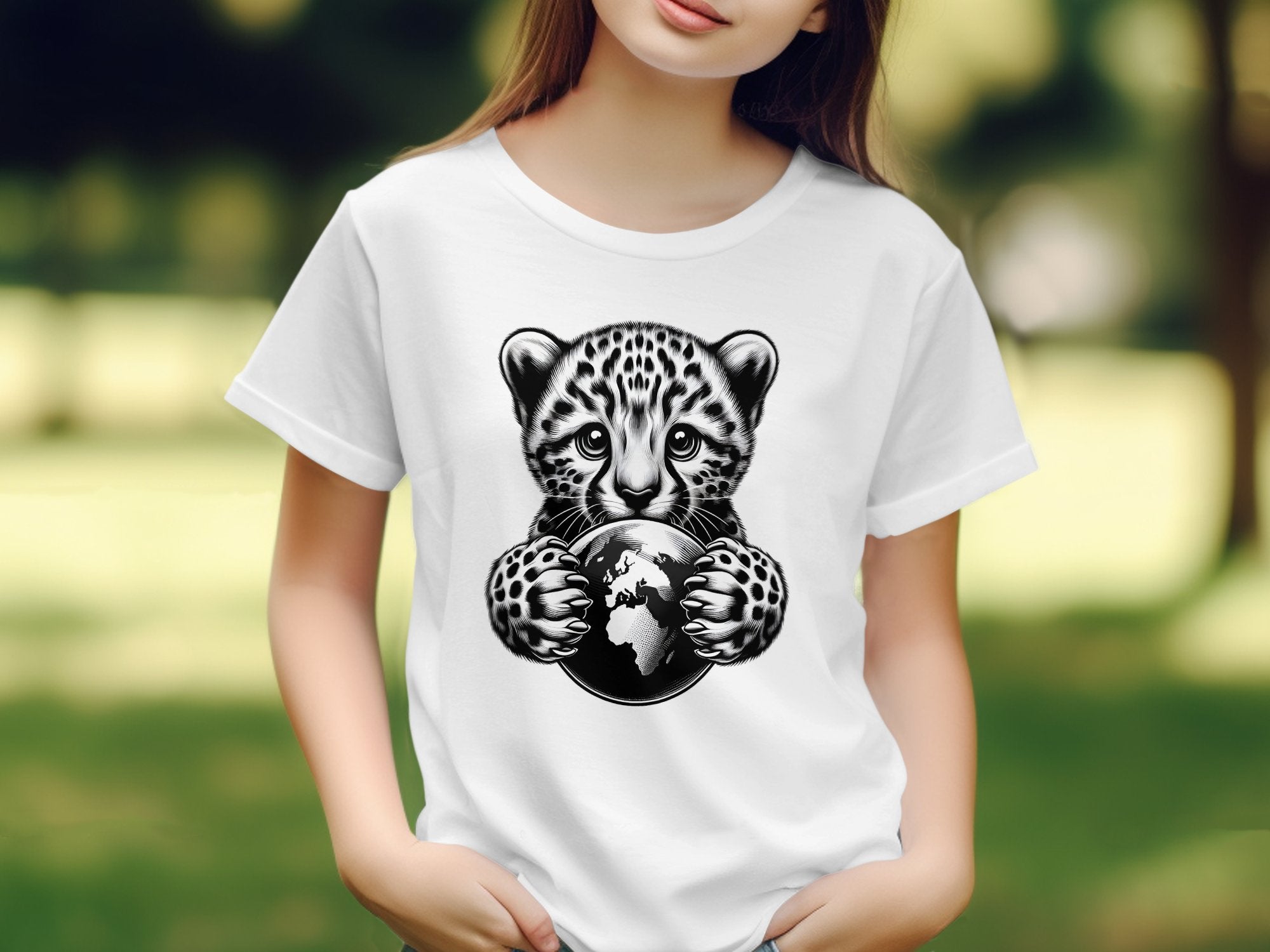 Cheetah World - Coloured Gildan Kids T-Shirt Realistic Animal Talisman Unisex Cute Tee Graphic Design