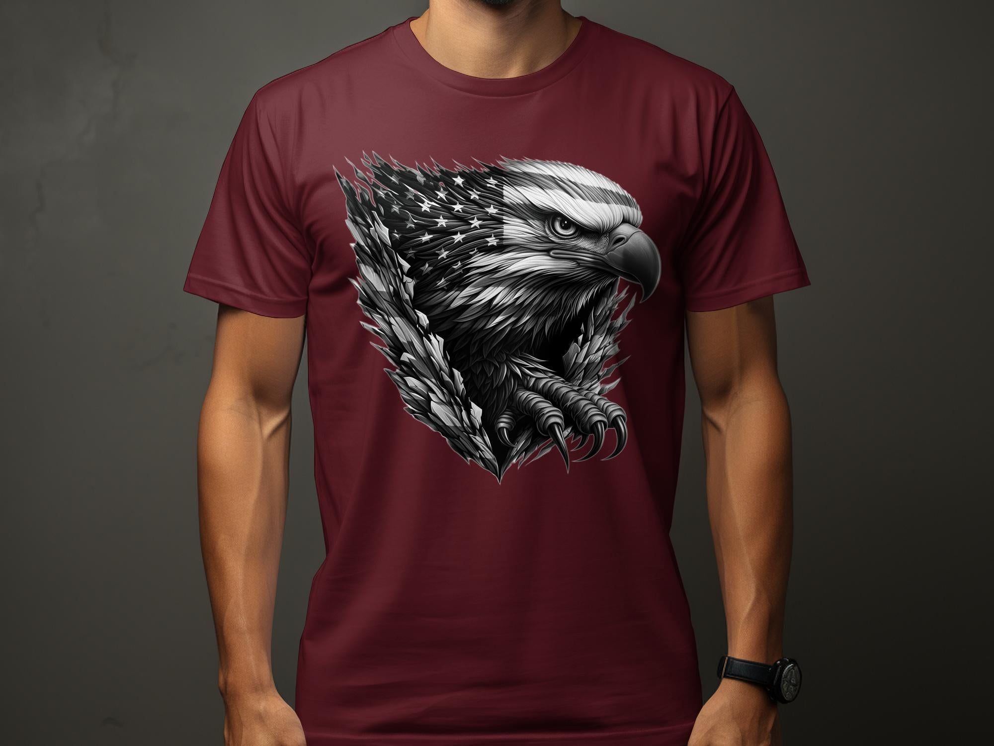 Eagle Patriot - Coloured Gildan T-Shirt Realistic Animal Talisman Unisex Tee Graphic Design