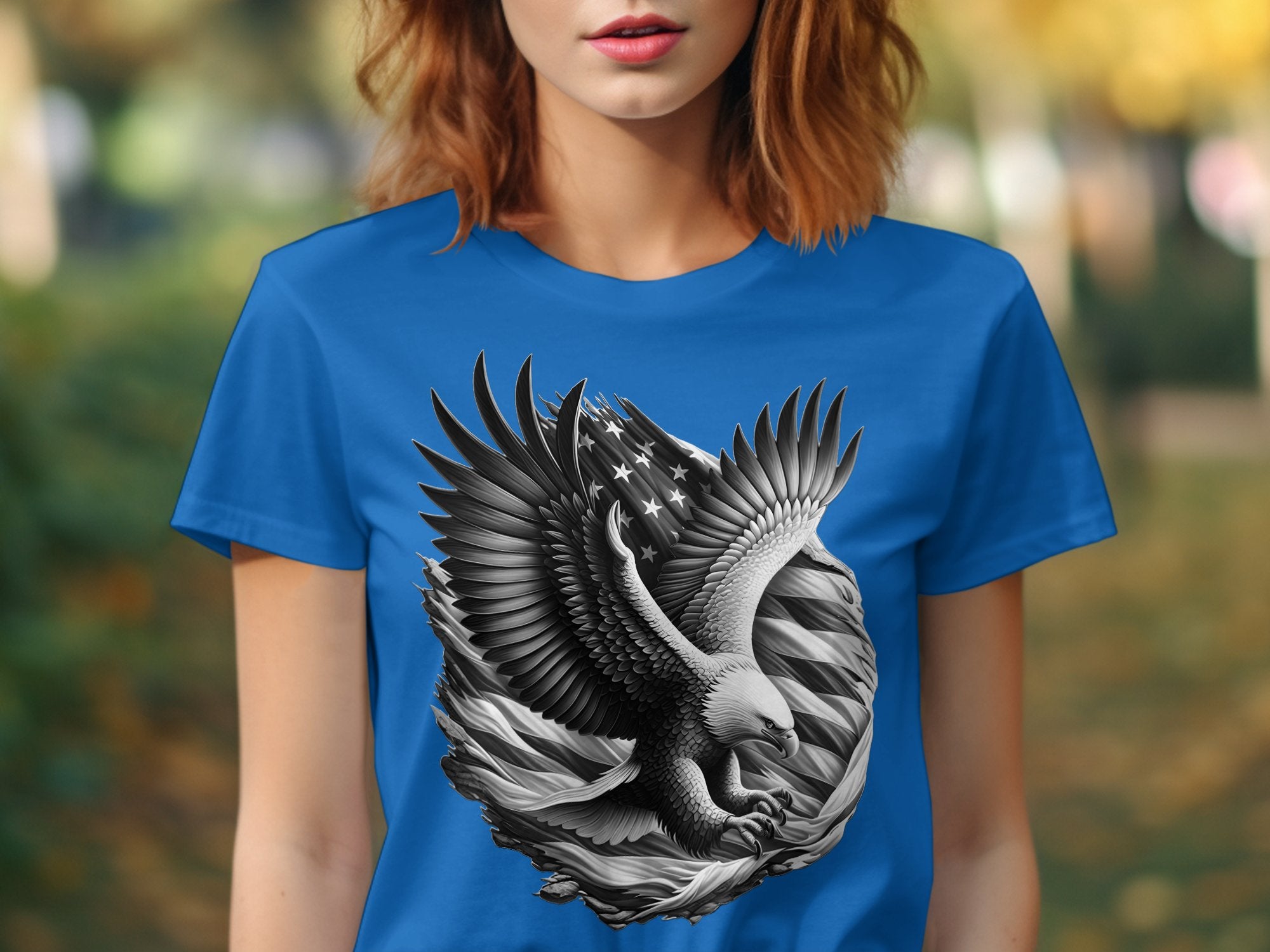 Eagle Patriot - Coloured Gildan T-Shirt Realistic Animal Talisman Unisex Tee Graphic Design