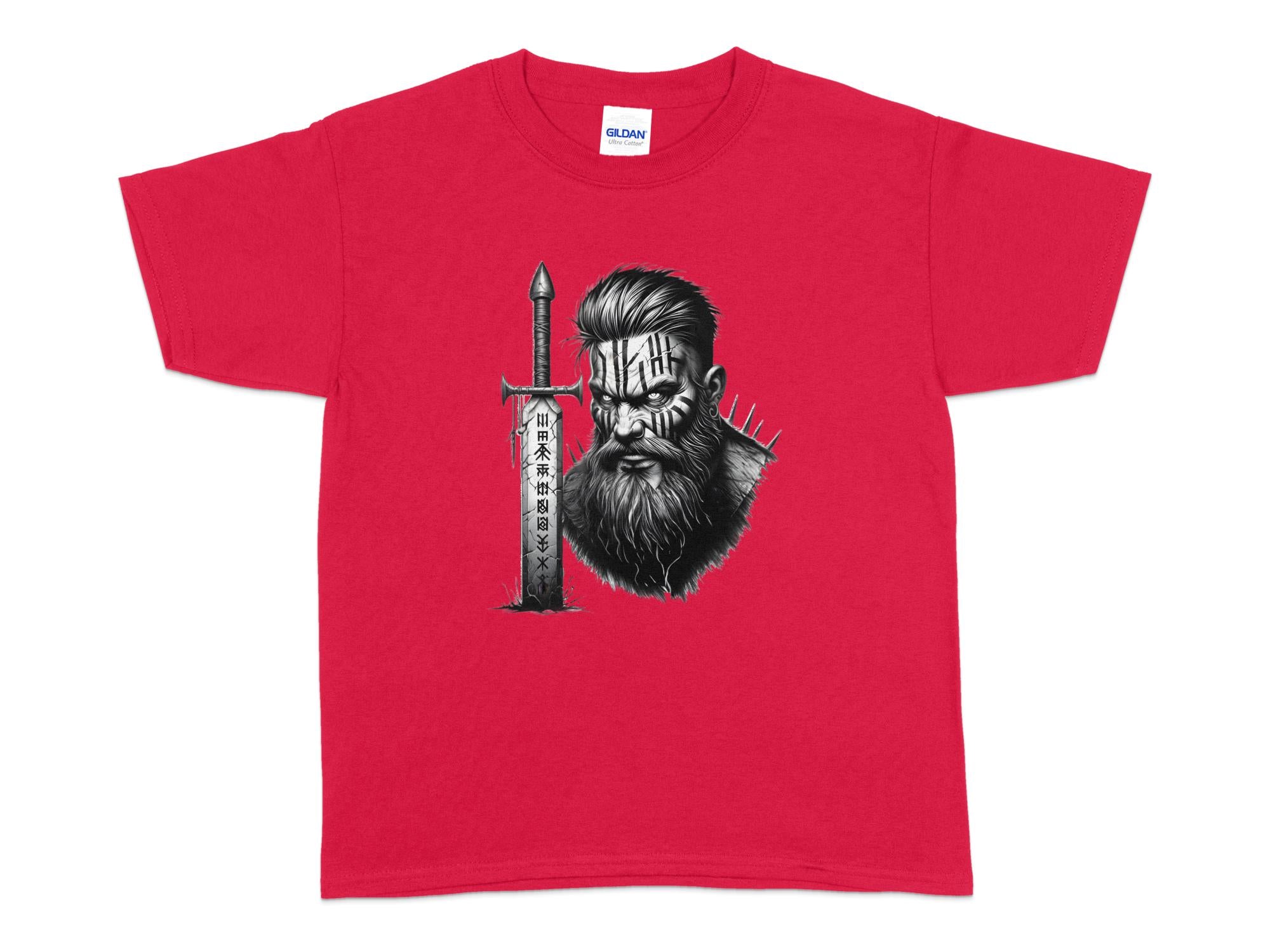 Viking Dauntless - Coloured Gildan Kids T-Shirt Realistic Norse Talisman Unisex Valhalla Tee Graphic Design