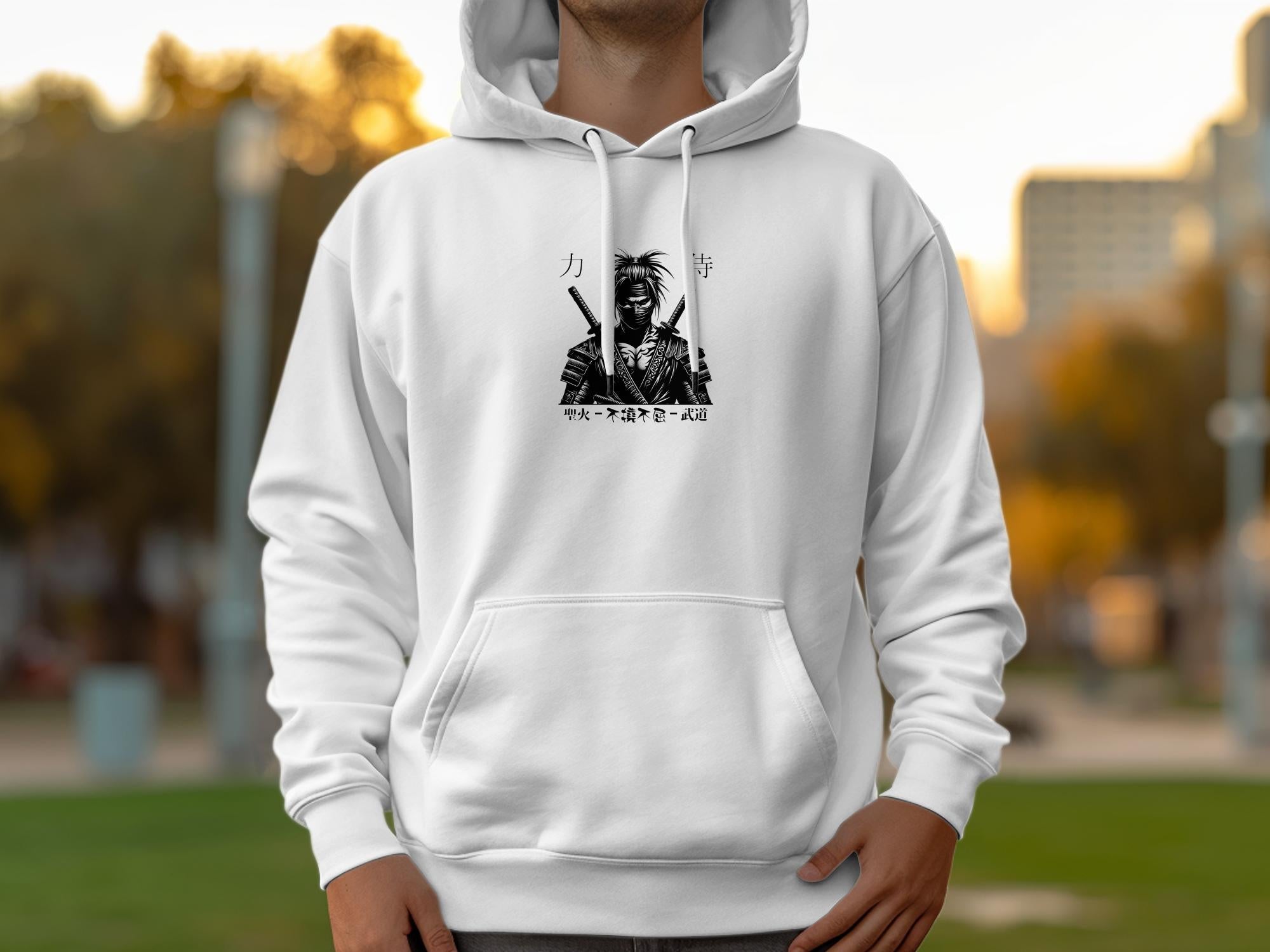 Samurai Ninja - Coloured Gildan Hoodie Japanese Talisman Unisex Cultural Symbolic Graphic Design